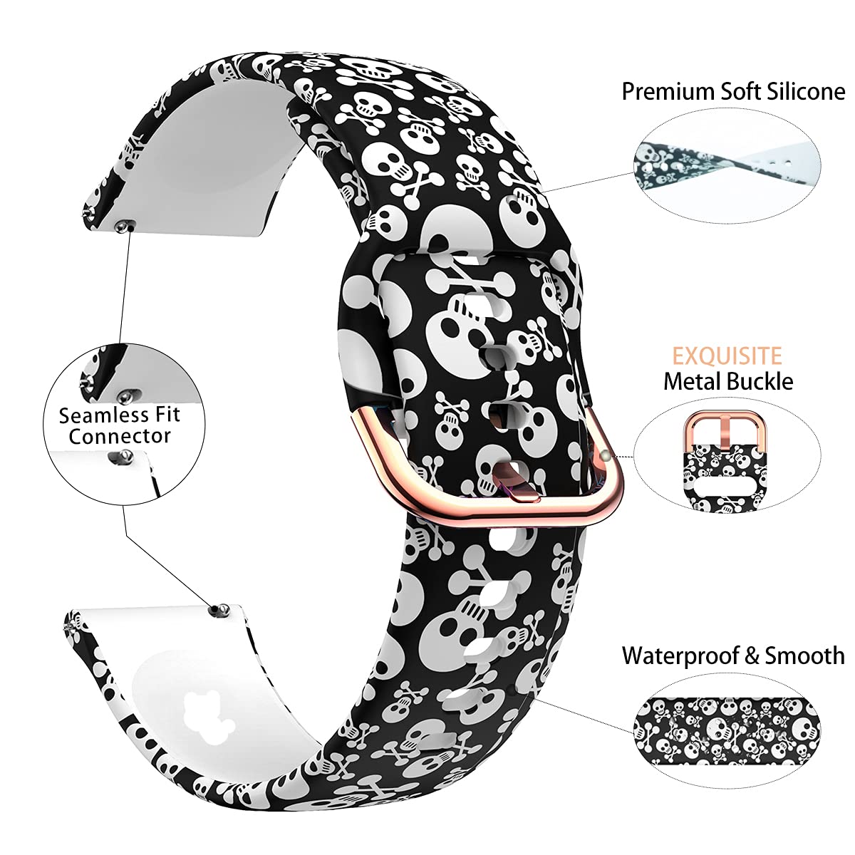 Toolaik 20Mm Floral Watch Band Compatible With Samsung Galaxy Watch 7 6 5 4 Active 2 Watch Bands 40Mm /44Mm,Active Watch Band 40