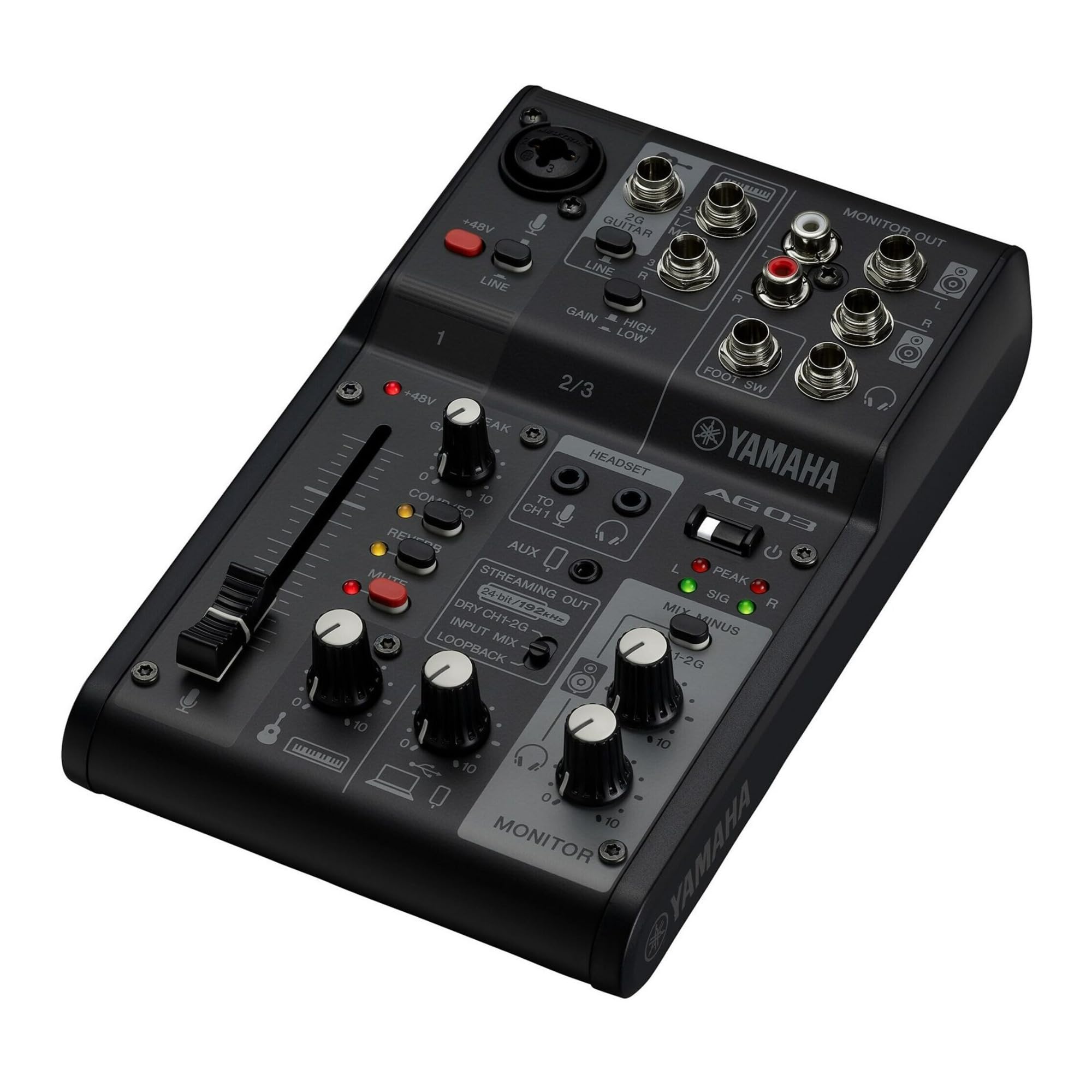 Yamaha Ag03Mk2 Black 6-Channel Live Streaming Loopback Mixer/Usb Interface With Steinberg Software Suite