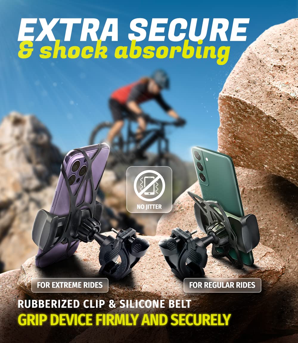 Metal Bike & Motorcycle Phone Mount For Any Smartphone (Iphone 16 Pro Max/E, Galaxy S25). Unbreakable Handlebar Cell Phone Holde