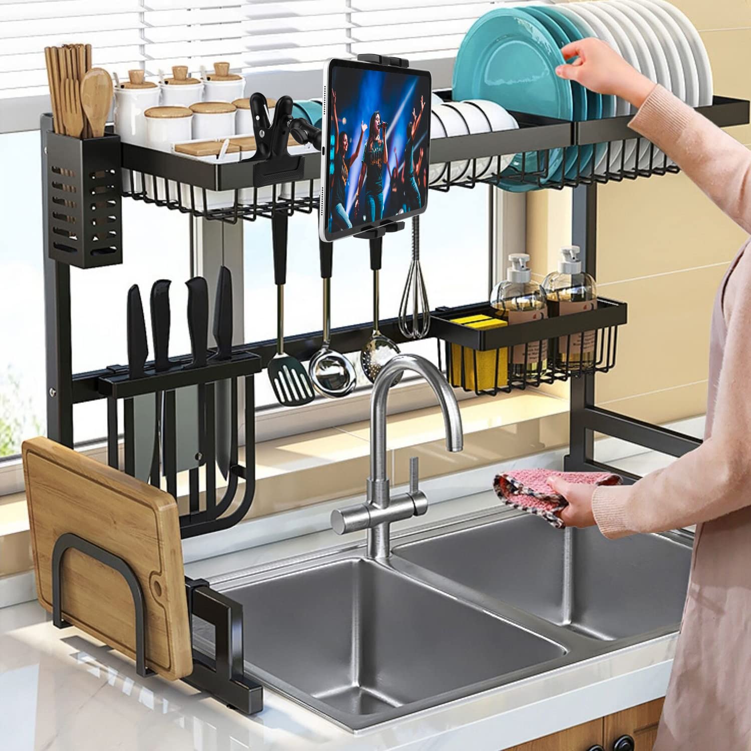 Mippko Clip Clamp Tablet Holder For Desk/Table/Glass Door/Desktop Baffle/Easel,Compatible With 7~12.9 Inch Ipad/Nexus/Lg G Pads/Fire Hd,360�Adjustment Aluminium Alloy Arm Metal Mount