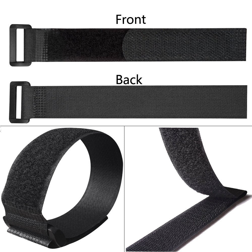 Elantek 25Pcs Black Reusable Fastening Cable Straps, Hook And Loop Cable Tie Down Straps 0.8'' X 6''