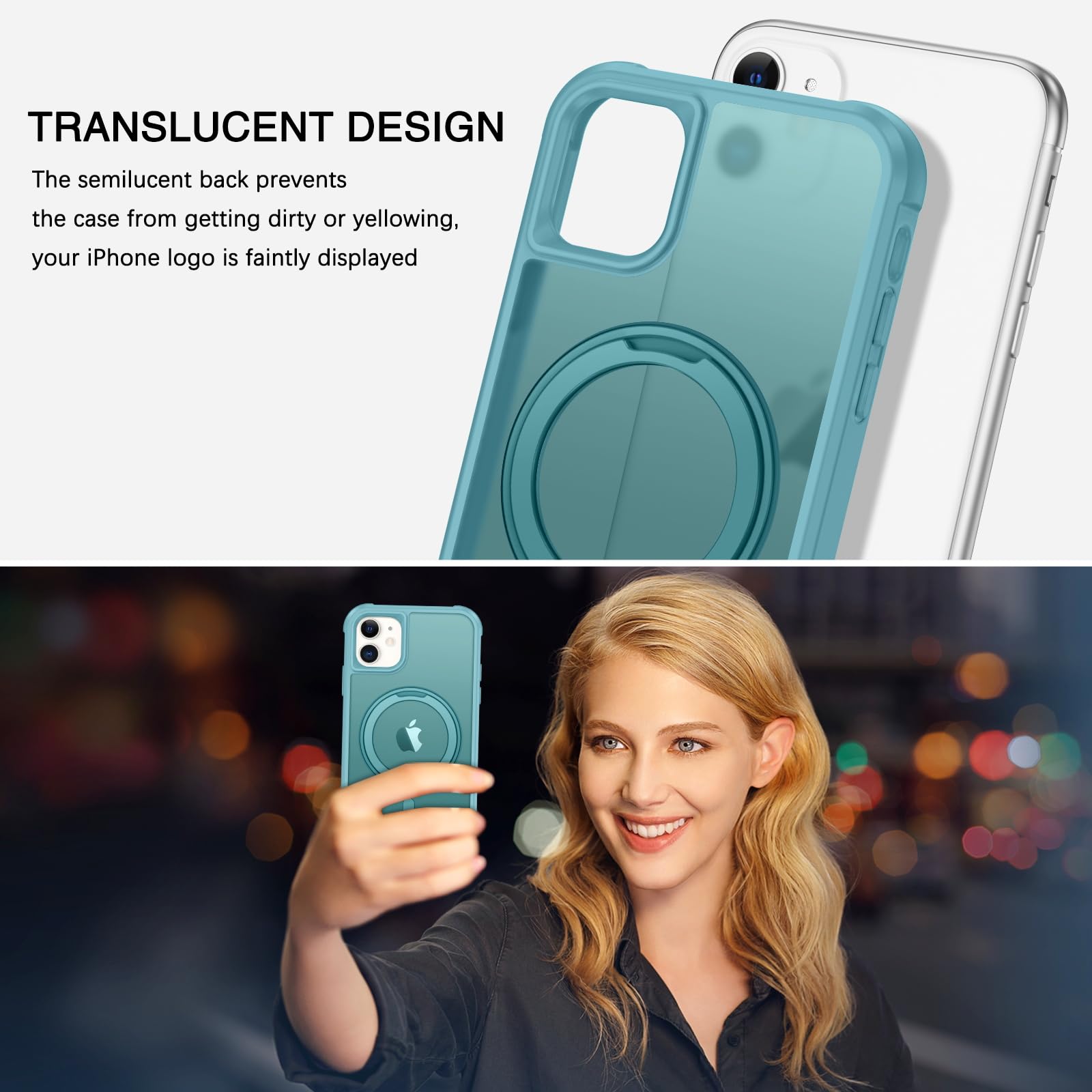 Bentoben For Iphone 11 Phone Case, Iphone 11 Magnetic Case [Compatible With Magsafe] Rotatable Ring Holder Kickstand Design Shoc