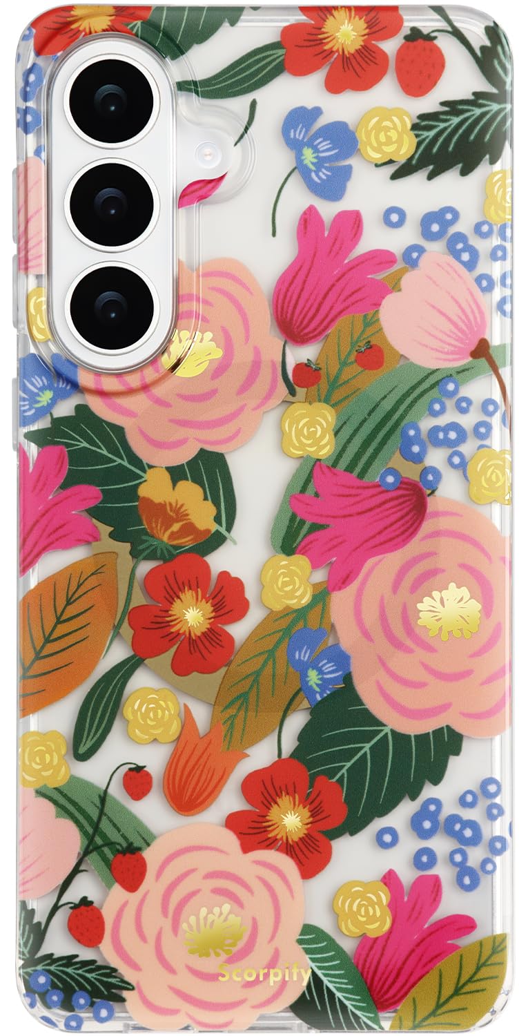 SCORPIFY Compatible with Samsung Galaxy S26 Plus Case [Compatible with MagSafe] with Camellia Blossom Floral Design, Cute Clear 