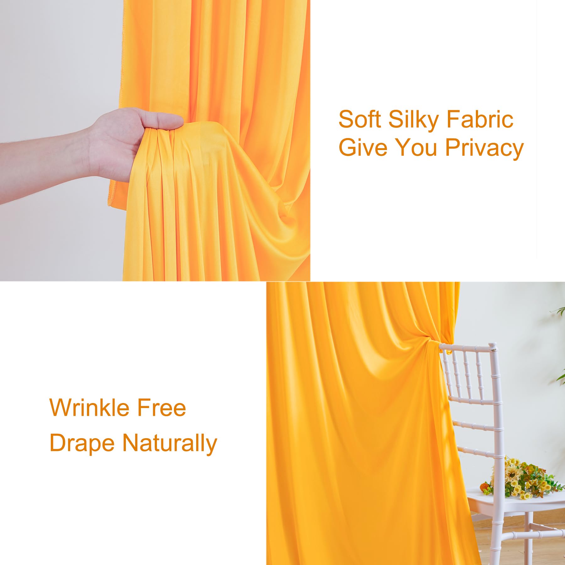 10X10 Marigold Backdrop Curtain For Parties Wrinkle Free Orange Photo Curtains Backdrop Drapes Fabric Decoration For Wedding Bir