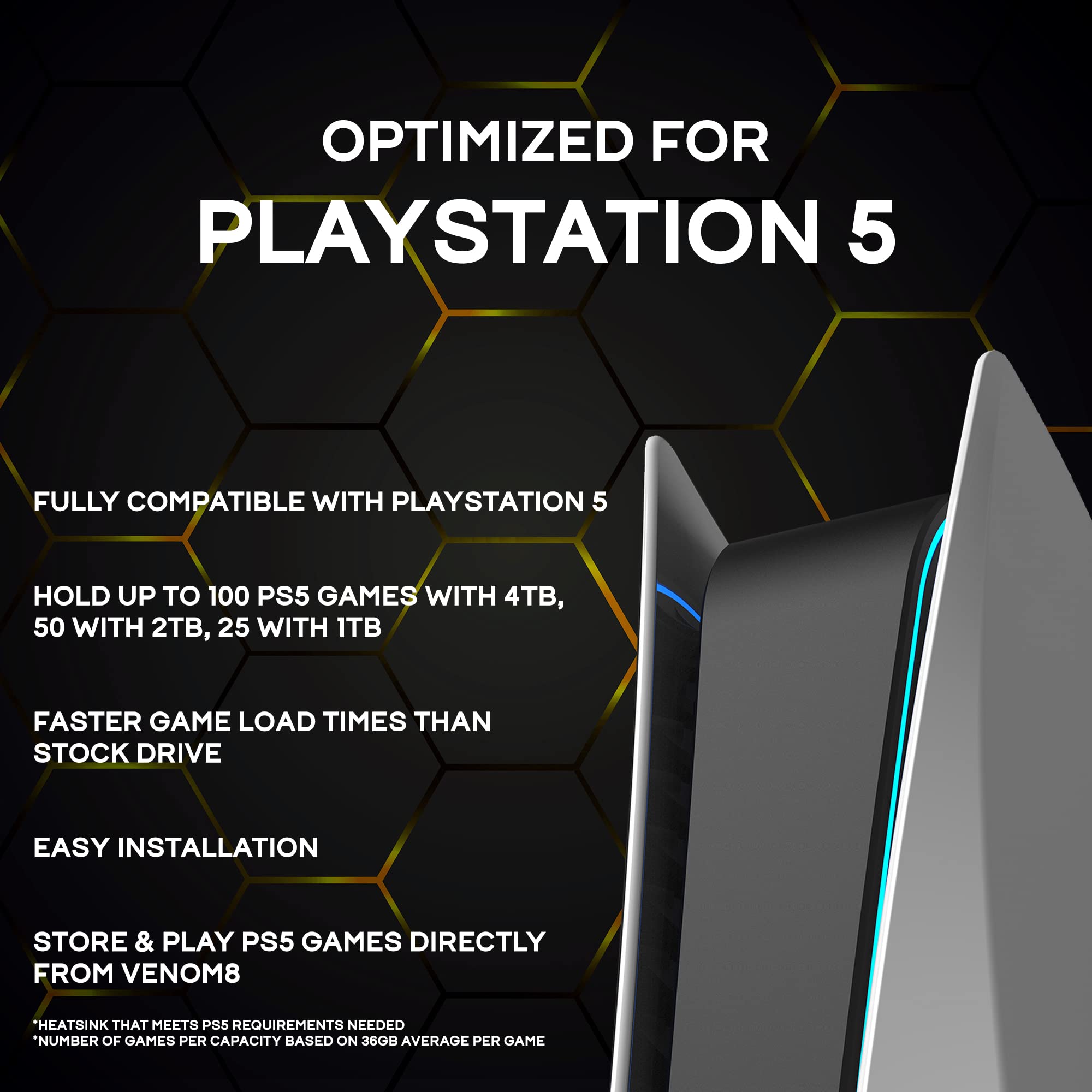 Fantom Drives Venom8 2Tb Ssd Nvme Gen 4 M.2 2280 Ps5 Ssd 2Tb For Ps5 Storage Expansion, Gaming Pc & Laptops - Up To 7400Mb/S - 3