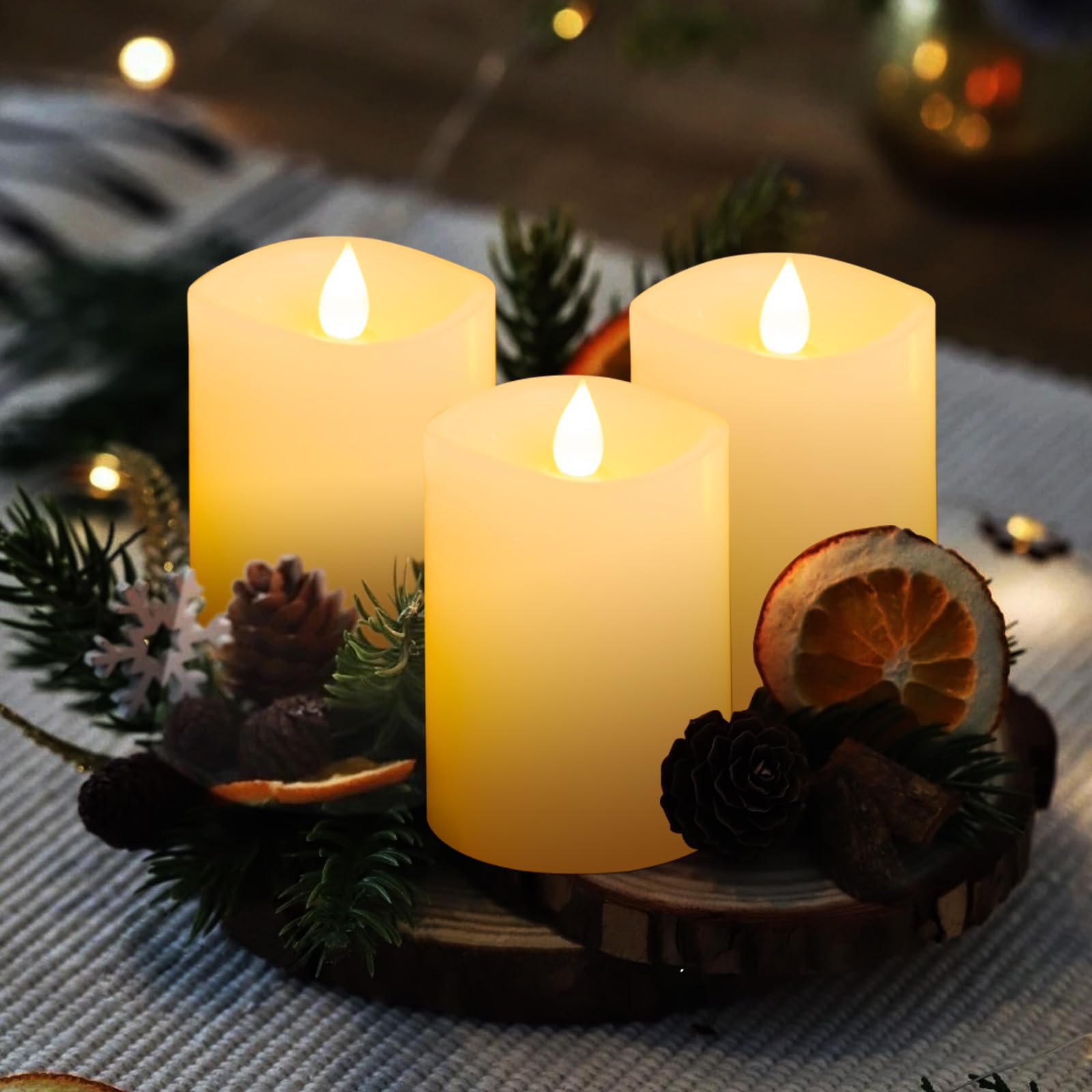 Asldoiweh 3X4'' Flickering Flameless Candles Set Of 3