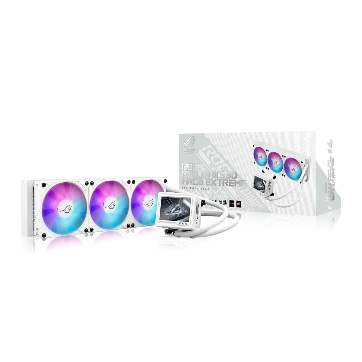 Asus Rog Ryuyjin Iii 360 Argb Extreme White Edition All In One Aio Cpu Liquid Cooler, Amd Ryzen9000 & Intel Core Ultra Ready, As