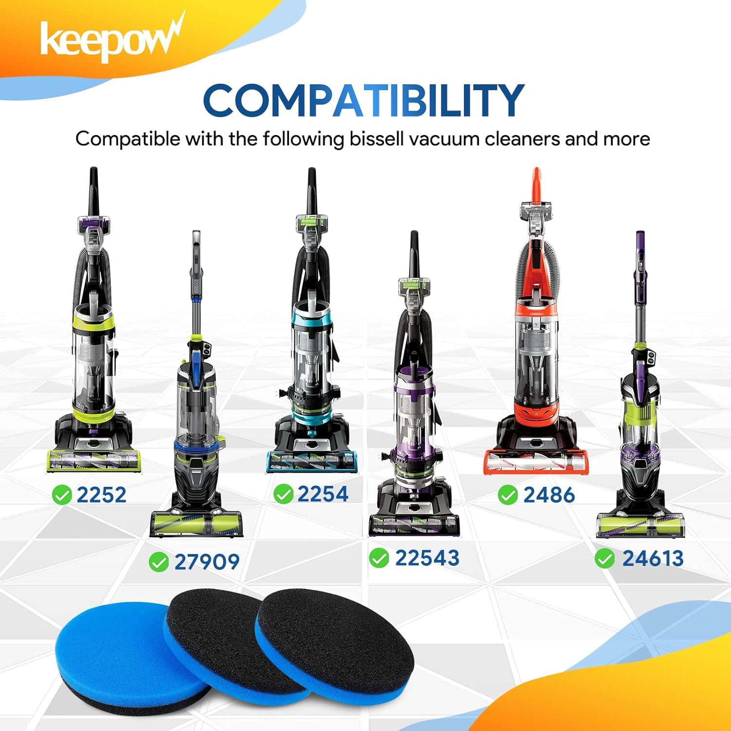 Keepow Vacuum Filter Compatible With Bissell Cleanview & Powerglide Pet Upright Vacuum, Compare To Part #12141, 4 Pack (No Fragr