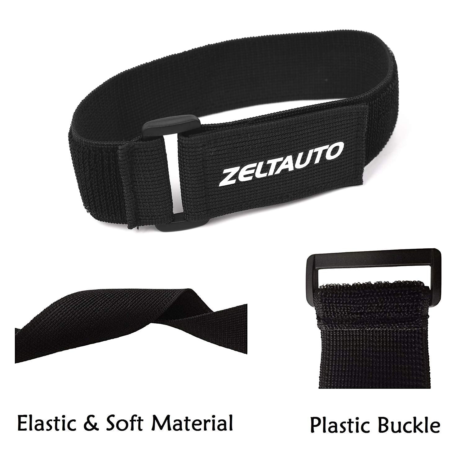Zeltauto Elastic Cinch Straps Hook 16Inch (2 Pack),Multipurpose Strong Reusable Loop Cable Ties For Securing & Organizing Cables