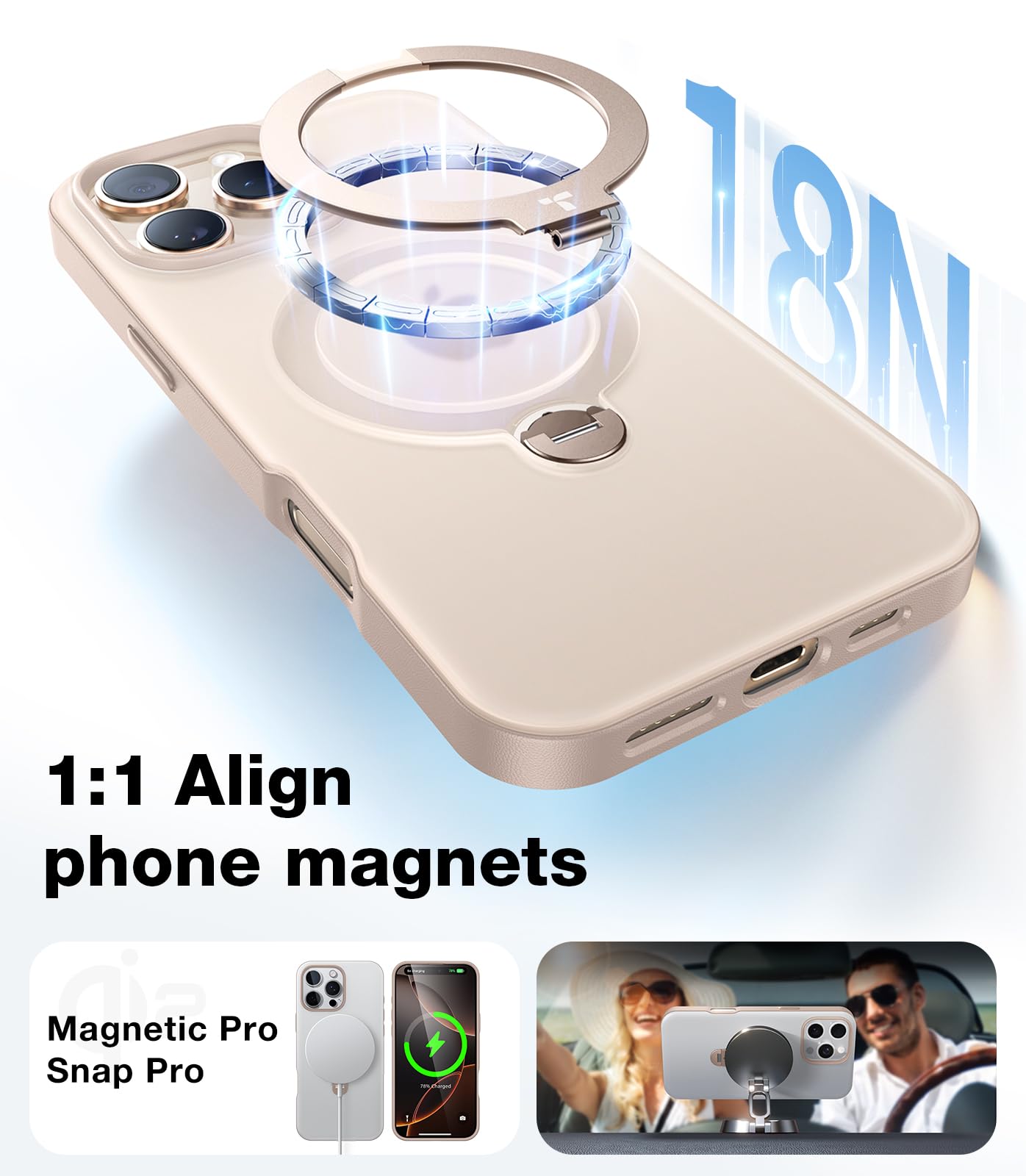 Torras 360 Spin Magnetic Stand For Iphone 16 Pro Max Case, Fit For Magsafe, 12Ft Military Grade Protective Case For 16 Pro Max P