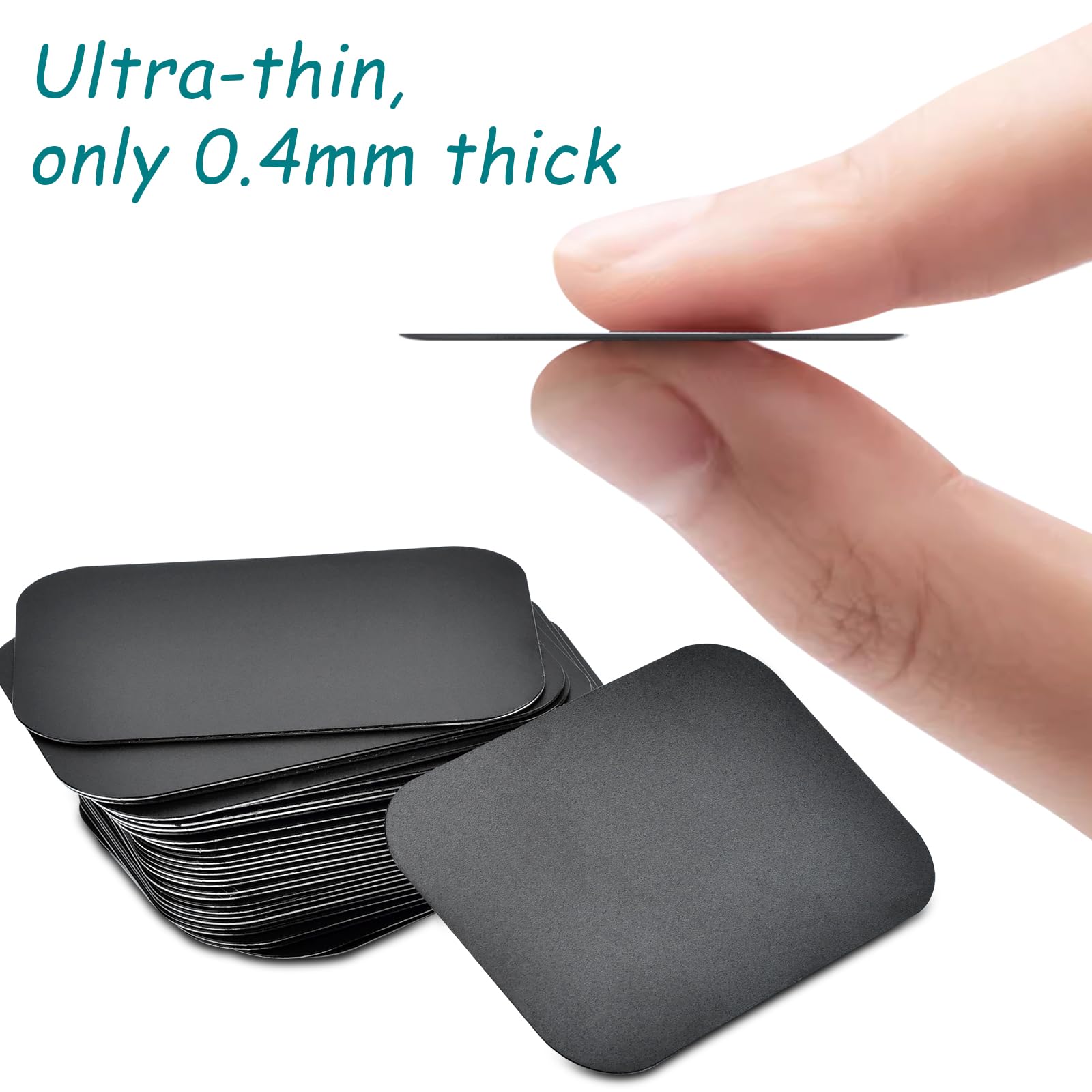 Mount Metal Plate With Adhesive For Magnetic Phone Car Mount Holder, 20 Pack Universal Replacement Metal Plates Black Rectangula