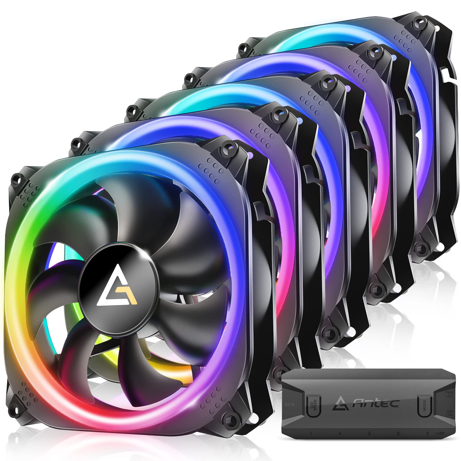 Antec Rgb Fans, Pc Fans 120Mm Rgb Fans, 5V 3Pin Addressable Rgb Fans, Motherboard Sync With 5V 3Pin, 120Mm Fan 5 Packs With Cont
