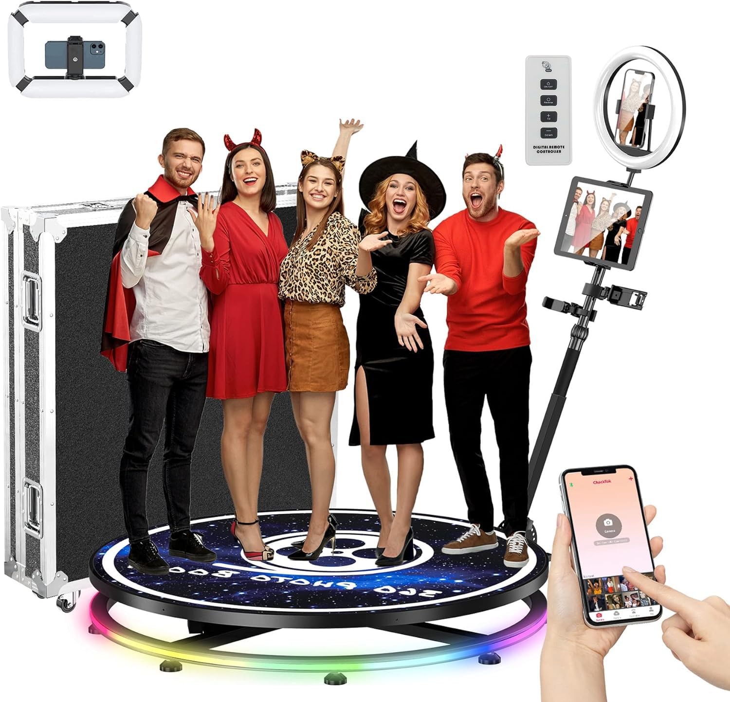 360 Photo Booth With Flight Case Extra Free Battery Pack+Power Bank+Ring Light+Free Custom Logo,Yckjnb 360 Photo Booth Machine W