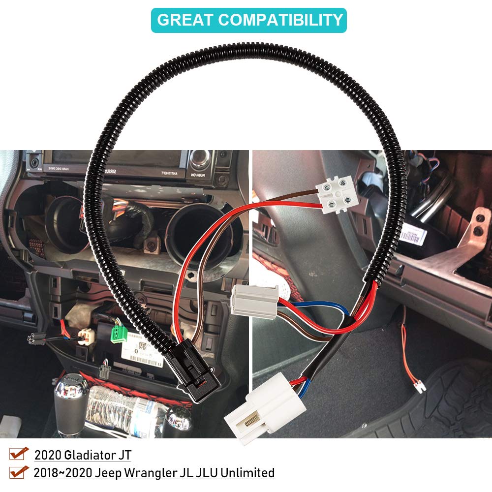 12 Volt Power Adapter Fit For 2018 2020 2021 2022 2023 2024 Jeep Wrangler Jl Jlu Unlimited & Gladiator Jt & For 1999 2018 Jeep W