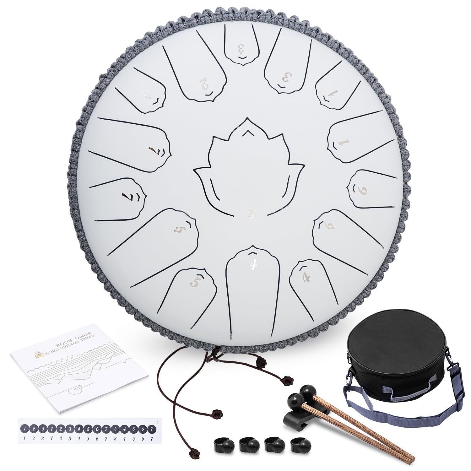 Steel Tongue Drum 13 Inch 15 Notes,Hand Drums With C Key Travel Bag Drumsticks Holder Finger Paddles And Music Book,Handpan Perc