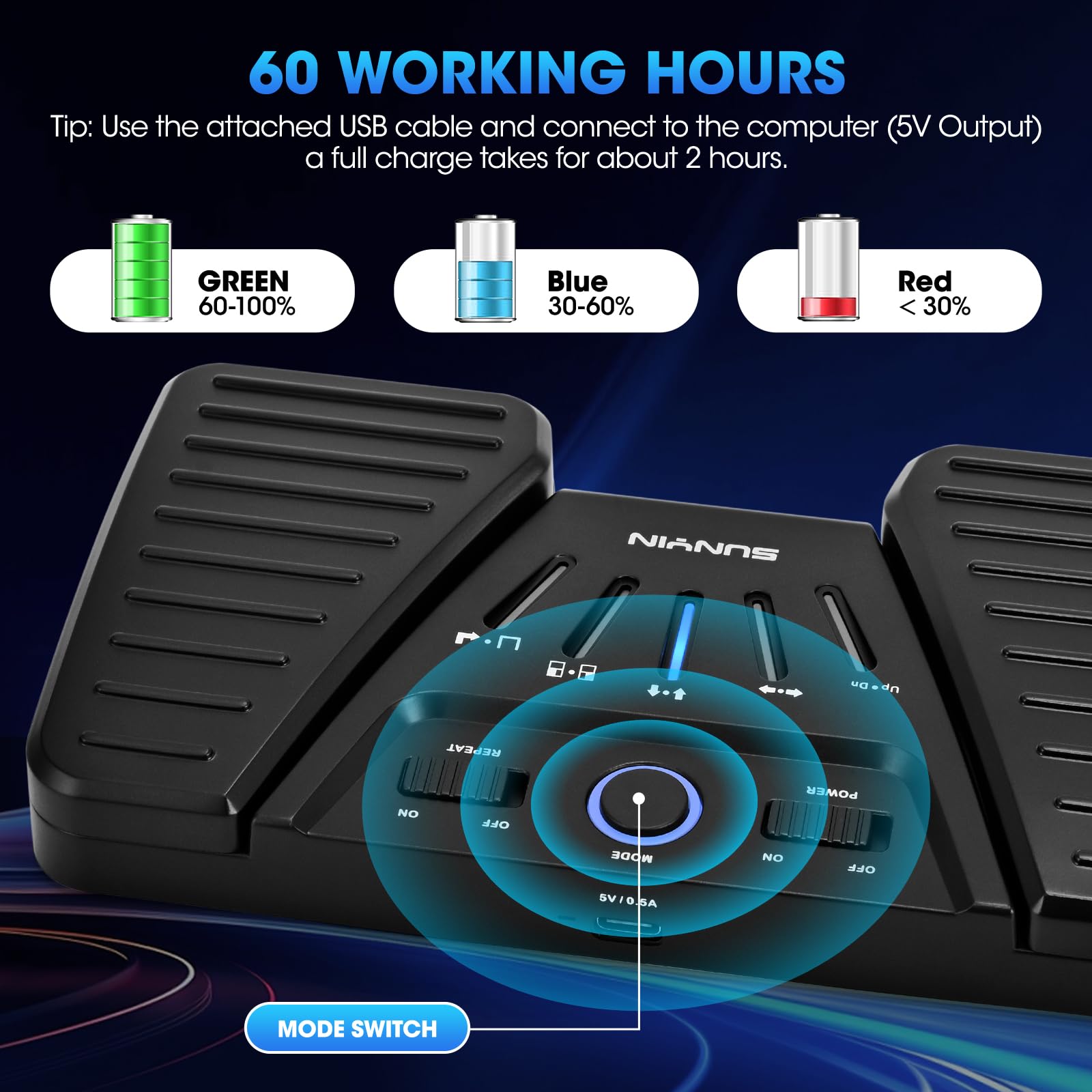 Wireless Page Turner Pedal Buletooth Foot Pedal Music Page Turner Pedal For Phones Ipad Tablets Phone Rechargeable Hands Free Pa