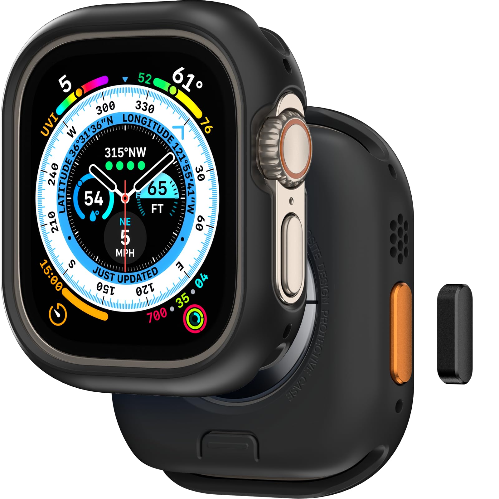 MAGEASY Protective Case for 49mm Apple Watch Ultra 3, Apple Watch Ultra 2 | Shockproof Silicone Bumper, Skin - Midnight Black