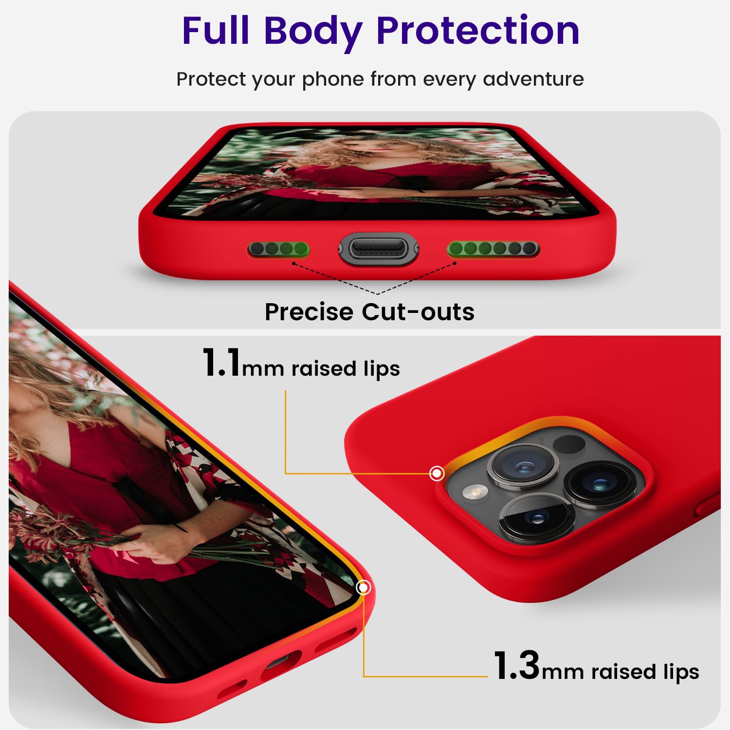 Otofly Designed For Iphone 14 Pro Max Case, Silicone Shockproof Slim Thin Phone Case For Iphone 14 Pro Max 6.7 Inch (Red)
