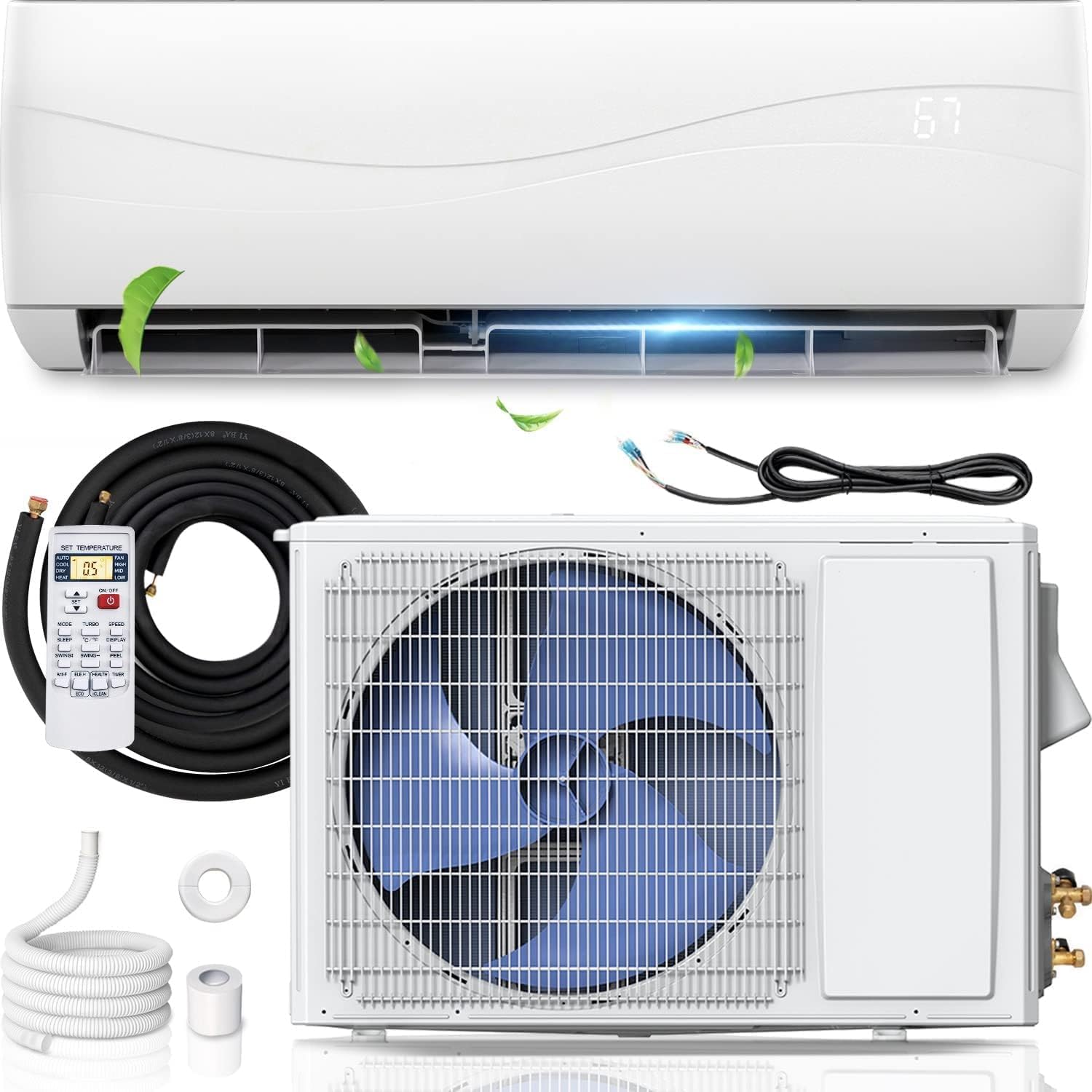 SIMOE 9000BTU Mini Split AC, 17 SEER2, 208-230V Air Conditioner and Heating System with Energy Efficient Inverter Wall-mounted A