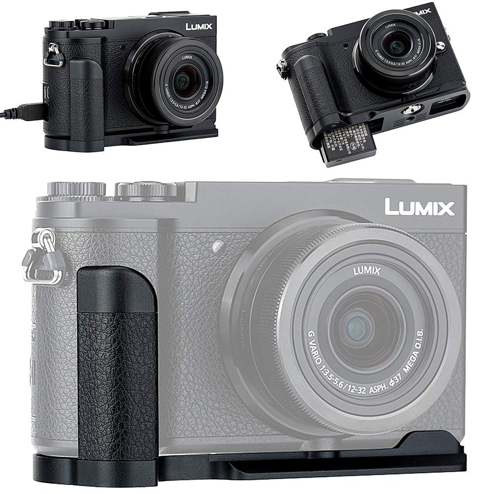 Metal Hand Grip L Bracket for Panasonic Lumix GX9 GX85 GX80 GX7 Mark III II Anti-Slip Holder, No Blocking to Interfaces Jack & B