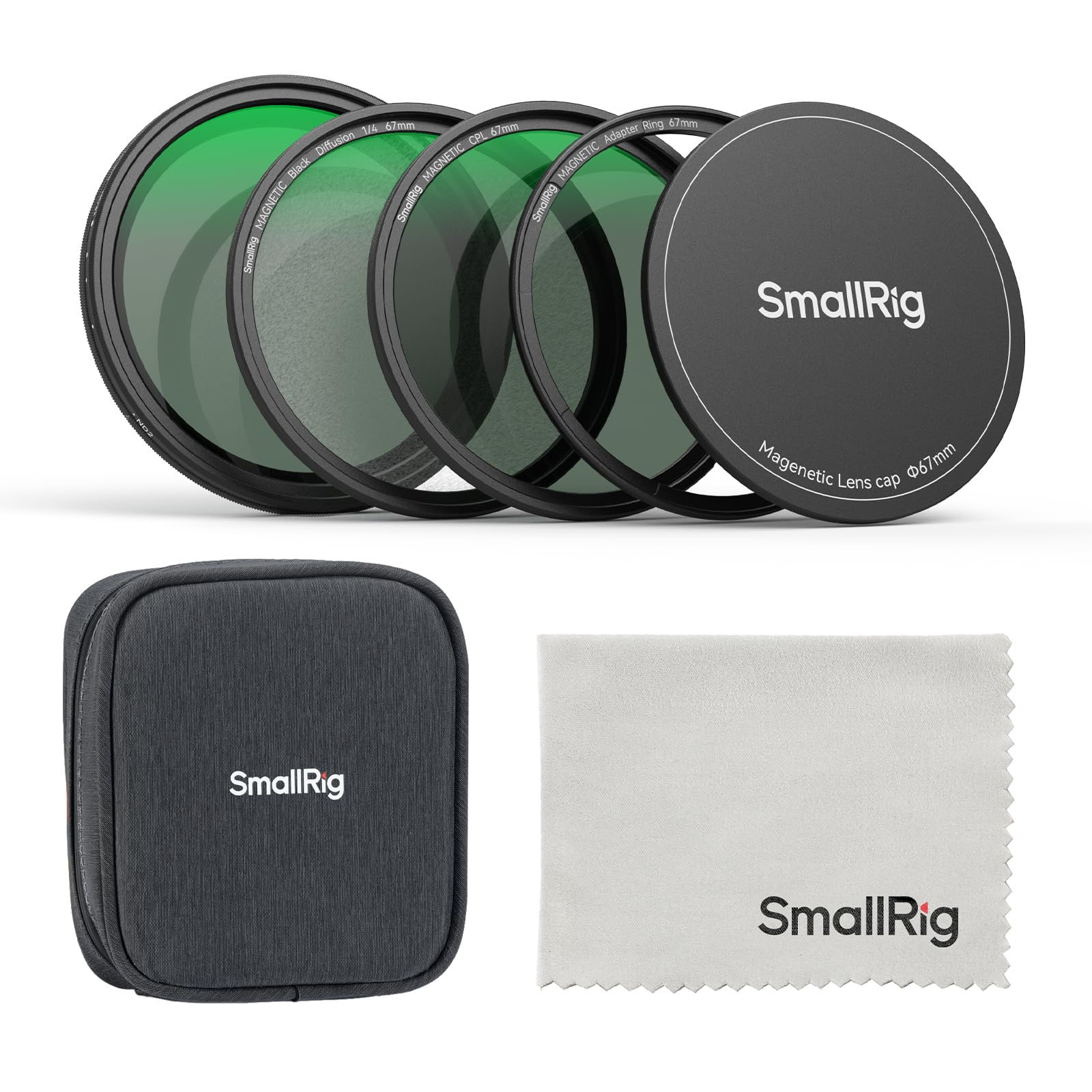 SmallRig 5-in-1 Magnetic 67mm Lens Filter Kit: VND + CPL + Black Mist 1/4 + Threaded Adapter Ring + Magnetic Lens Cover + Storag