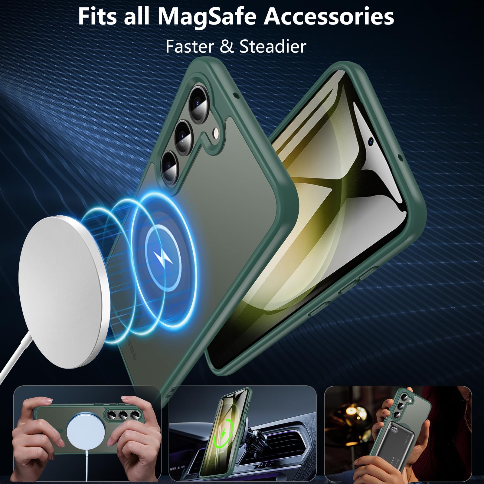 Owkey For Galaxy S23 Case 6.1'', Magnetic Samsung Galaxy S23 Case For Magsafe With Screen Protector, [Military Grade Protection]