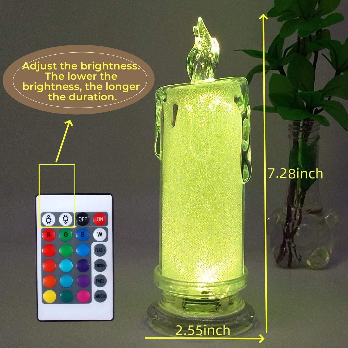 Klexcol Led Flameless Candles Set Of 2, Rechargeable Operation, Candle Flickering, Electric Decorative Column And Remote Control