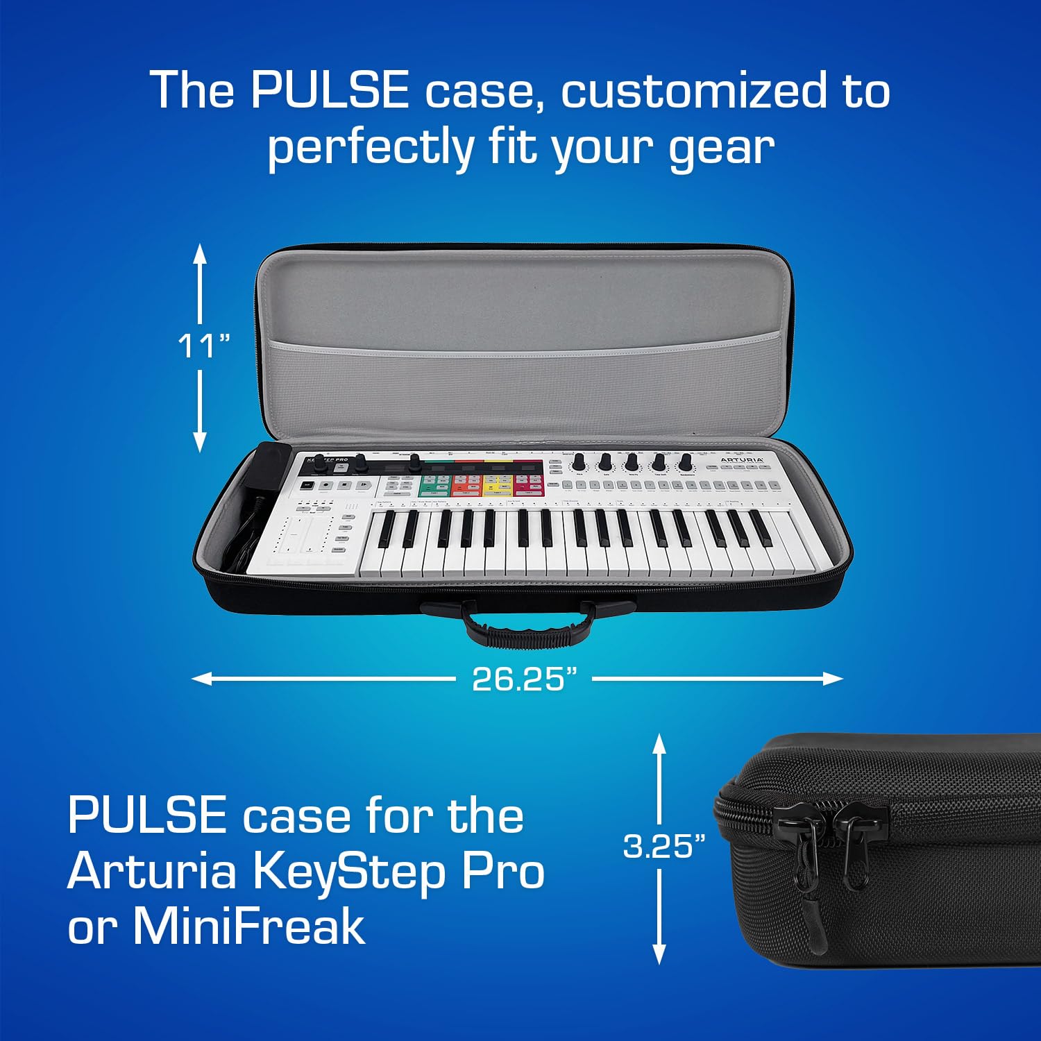 Analog Cases Arturia Keystep Pro/Minifreak Case - Custom-Fitted Compact Pulse Hard Case For Travel