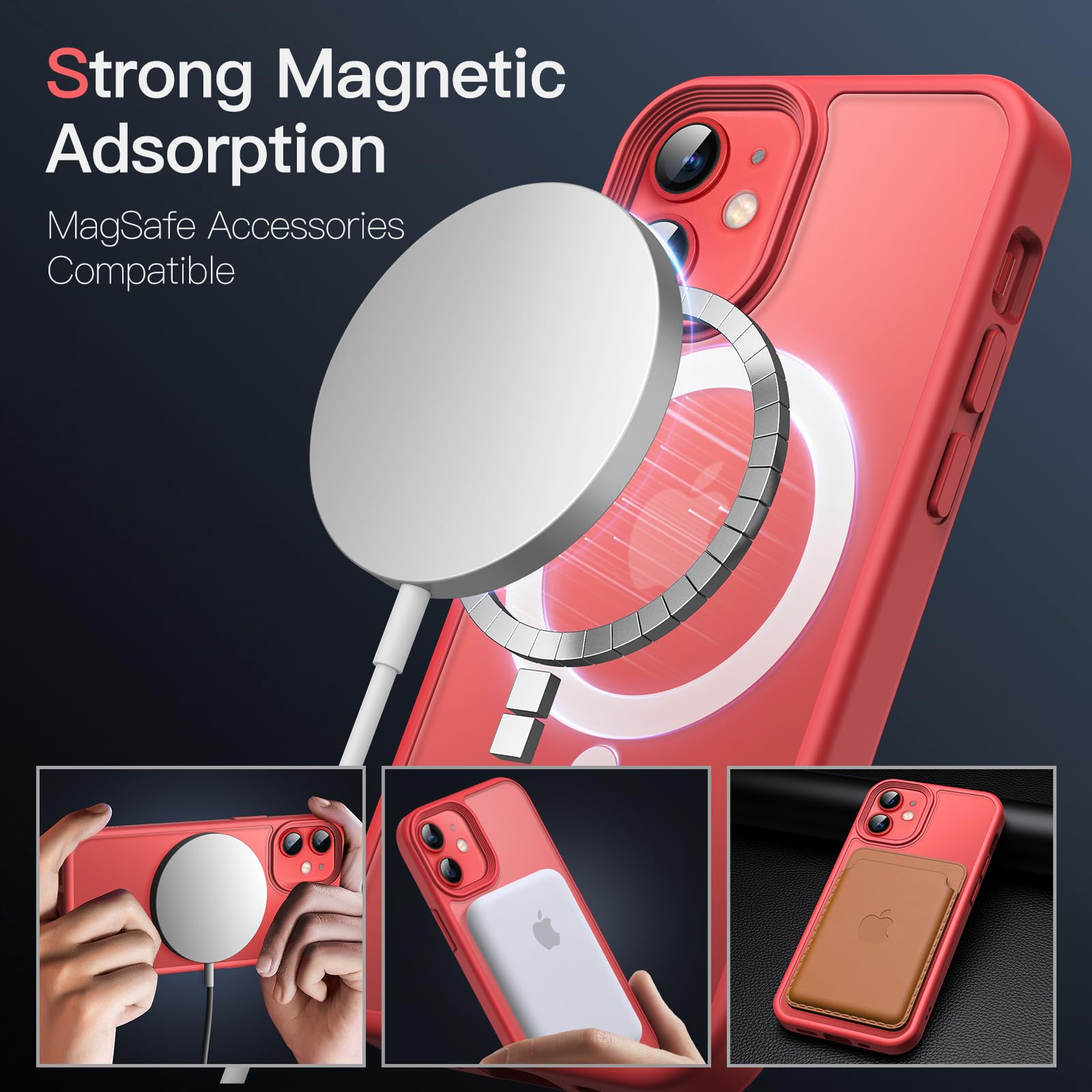 Jetech Magnetic Case For Iphone 12 Mini 5.4 Inch Compatible With Magsafe, Translucent Matte Back Slim Shockproof Phone Cover (Re