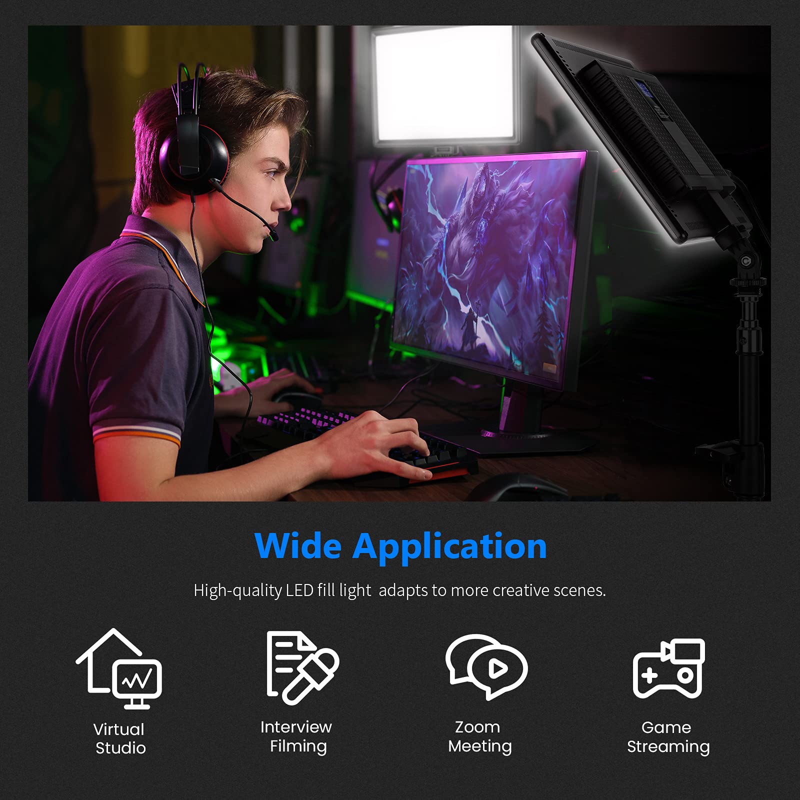 Neewer 13'' Led Video Light Panel Lighting Kit, 2 Pack Dimmable Bi Color Soft Lights With Light Stand, Built In 8000Mah Battery,