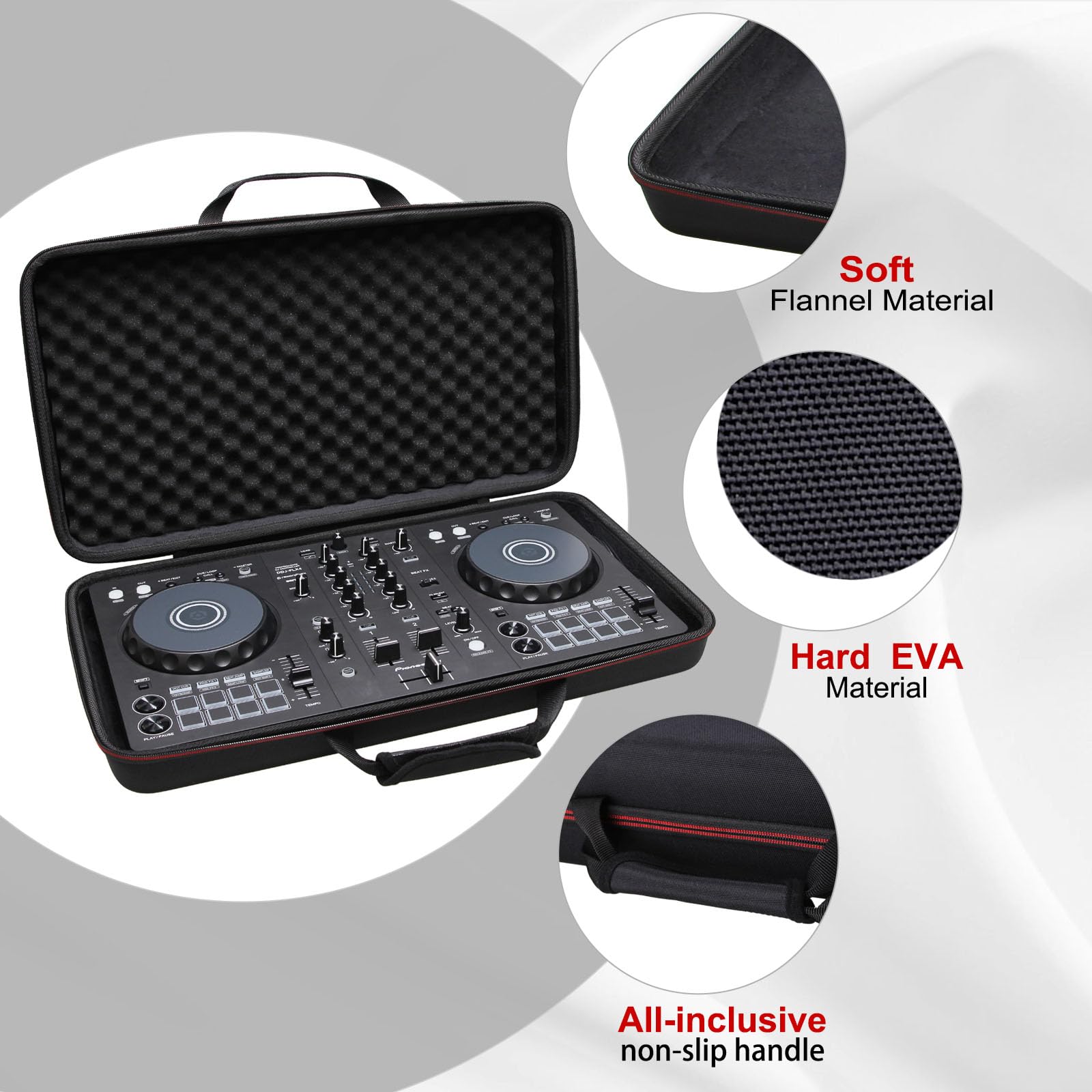 Ltgem Dj Controller Case Compatible With Pioneer Dj Ddj-Flx4 2-Deck Rekordbox,Inside Dimensions:  6.1 L - 5.9 W - 1.5 H