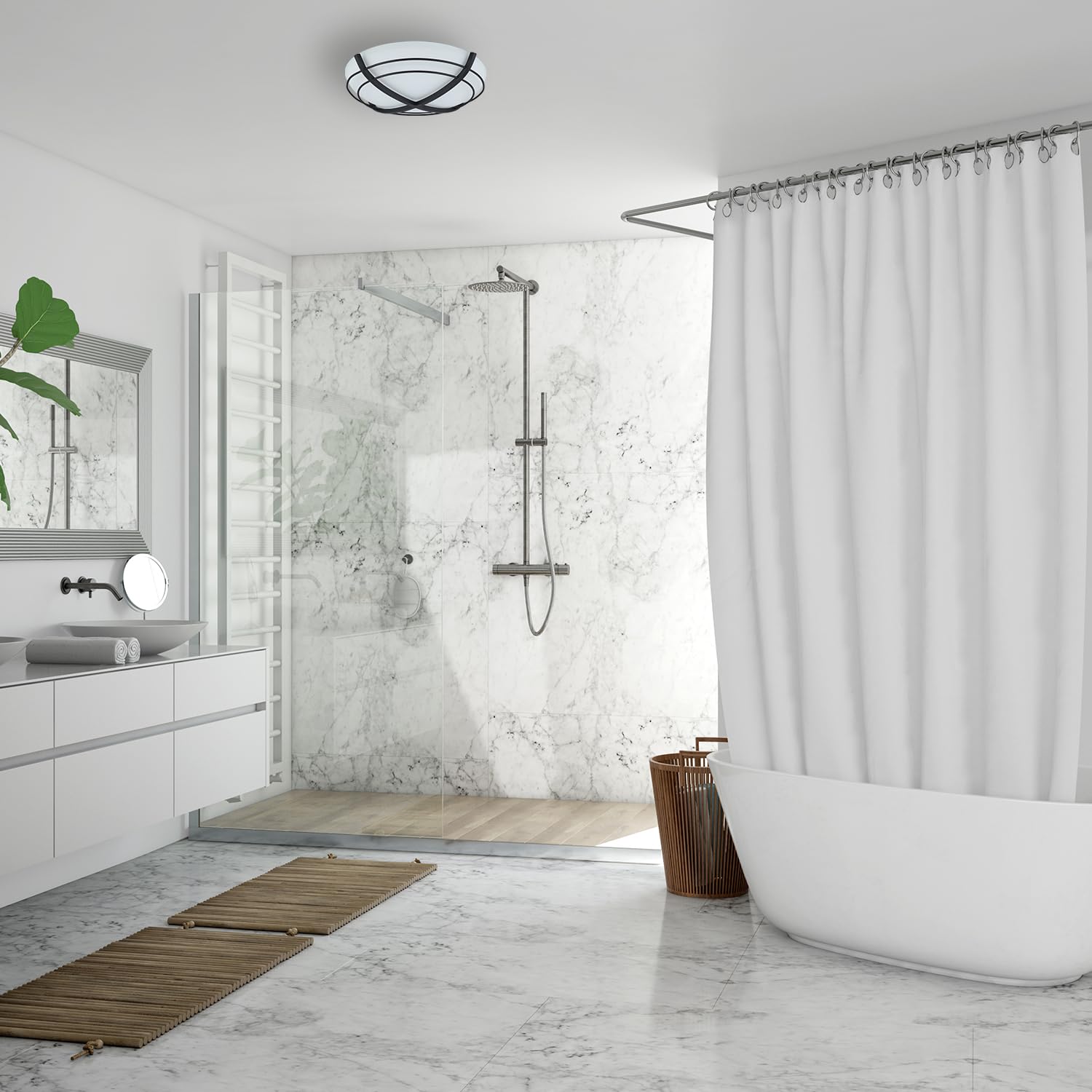 Good Housekeeping Kingsley (81031) Decorative 90 Cfm 2.5 Sones Bathroom Ventilation Exhaust Fan With Lighting (Matte Black)