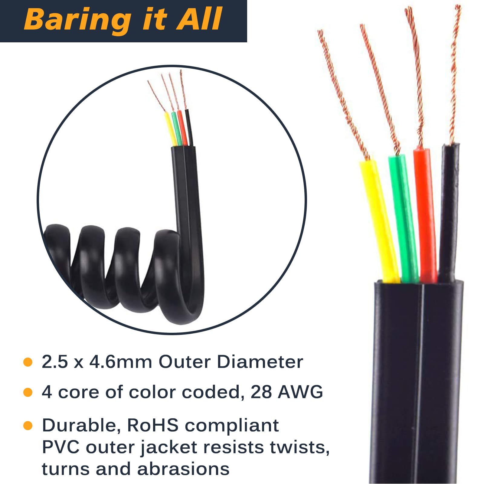 Yienfbev Telephone Handset Cord Detangler 2 Sets, 2 Pack 360 Degree Rotating/Anti Tangle Landline Cable And 2 Pack Telephone Han