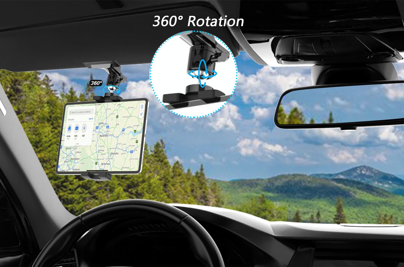 Yooz Car Sun Visor Tablet Mount, Truck Visor Tablet Holder Clip [Upgrade Clip Never Fall] Multifunctional Vehicle Phone Clamp Wi