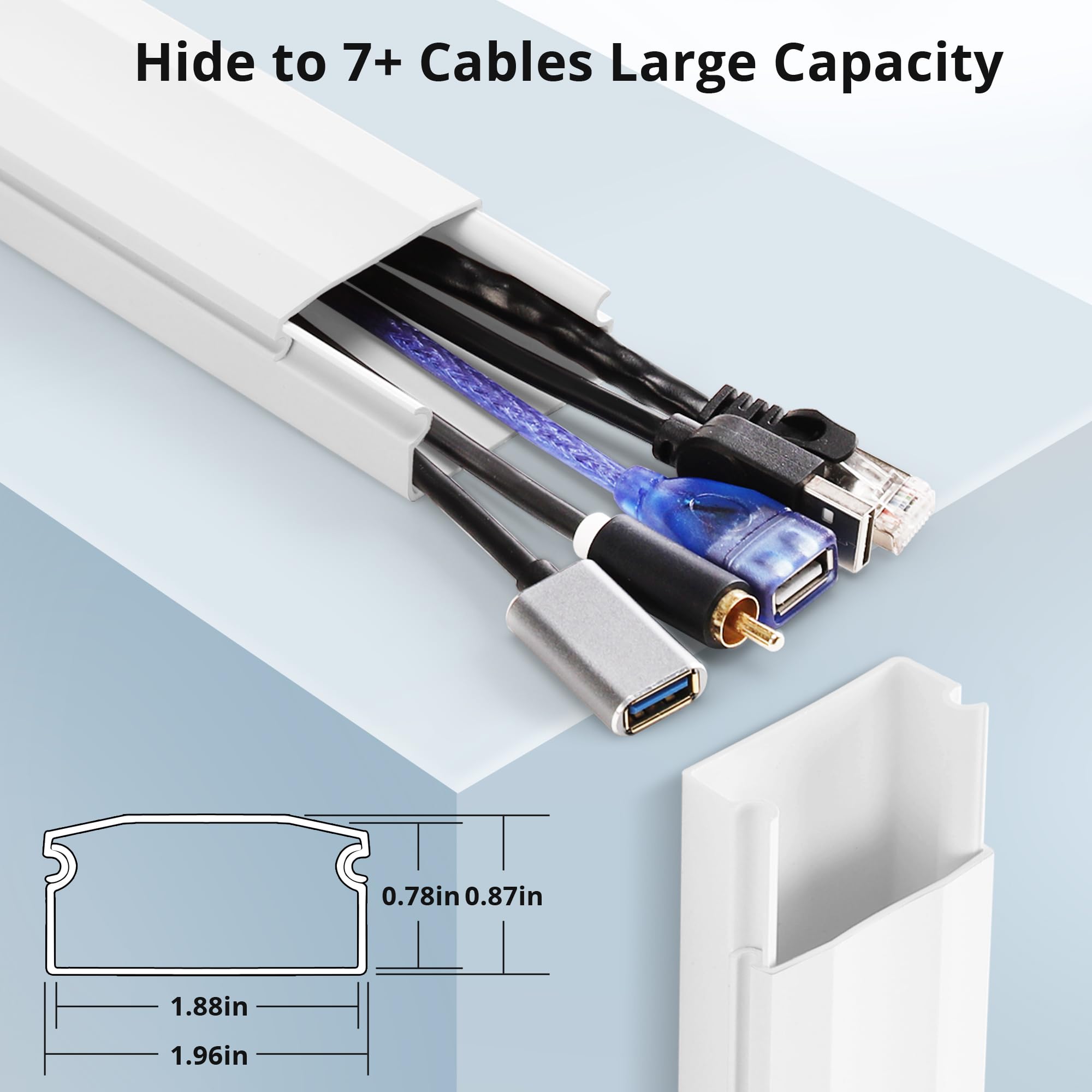 Cord Hider Wall 60In, Yclyc Cord Covers For Wires On Wall, Paintable Tv Cable Hider Wall Kit, Tv Wire Hider For Wall, Cord Manag