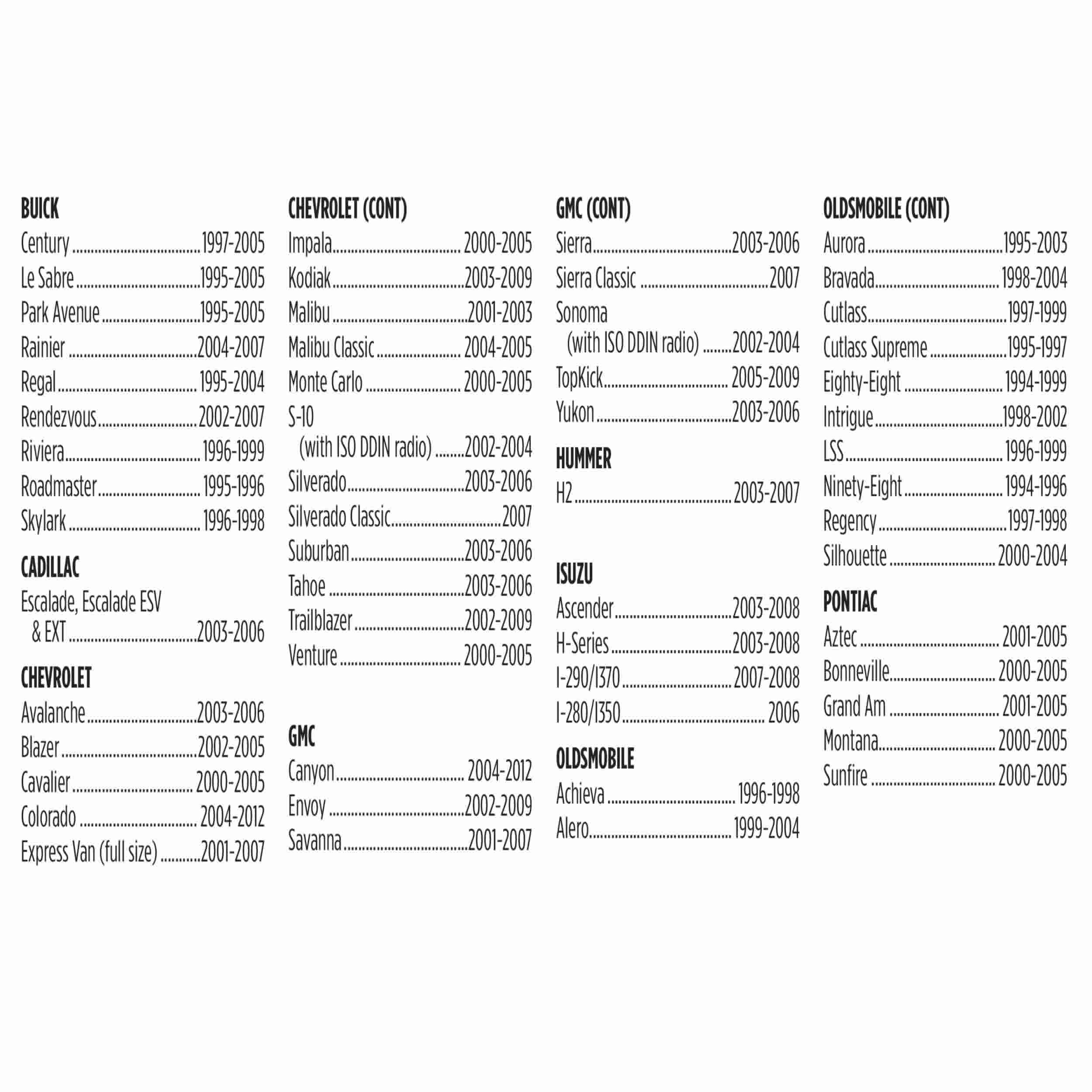 Metra Electronics 95 2001 Double Din Installation Dash Kit For Select 1994   2012 Gm Vehicles