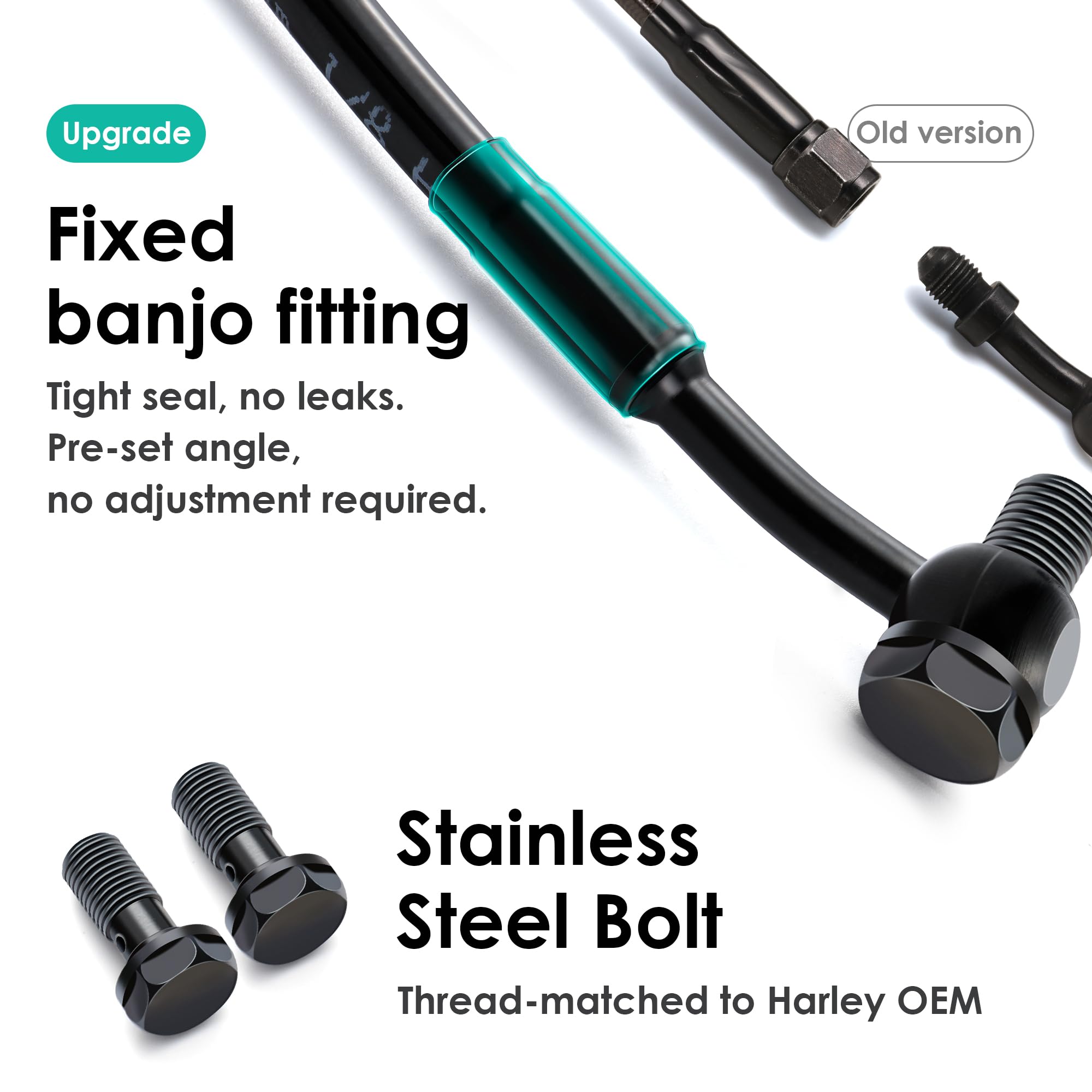 Mokitdora 50.5 Stainless Steel Braided Front Brake Lines Oil Hose For Harley 2004-Up Sportster 2018-Up Softail Models 20 Handleb