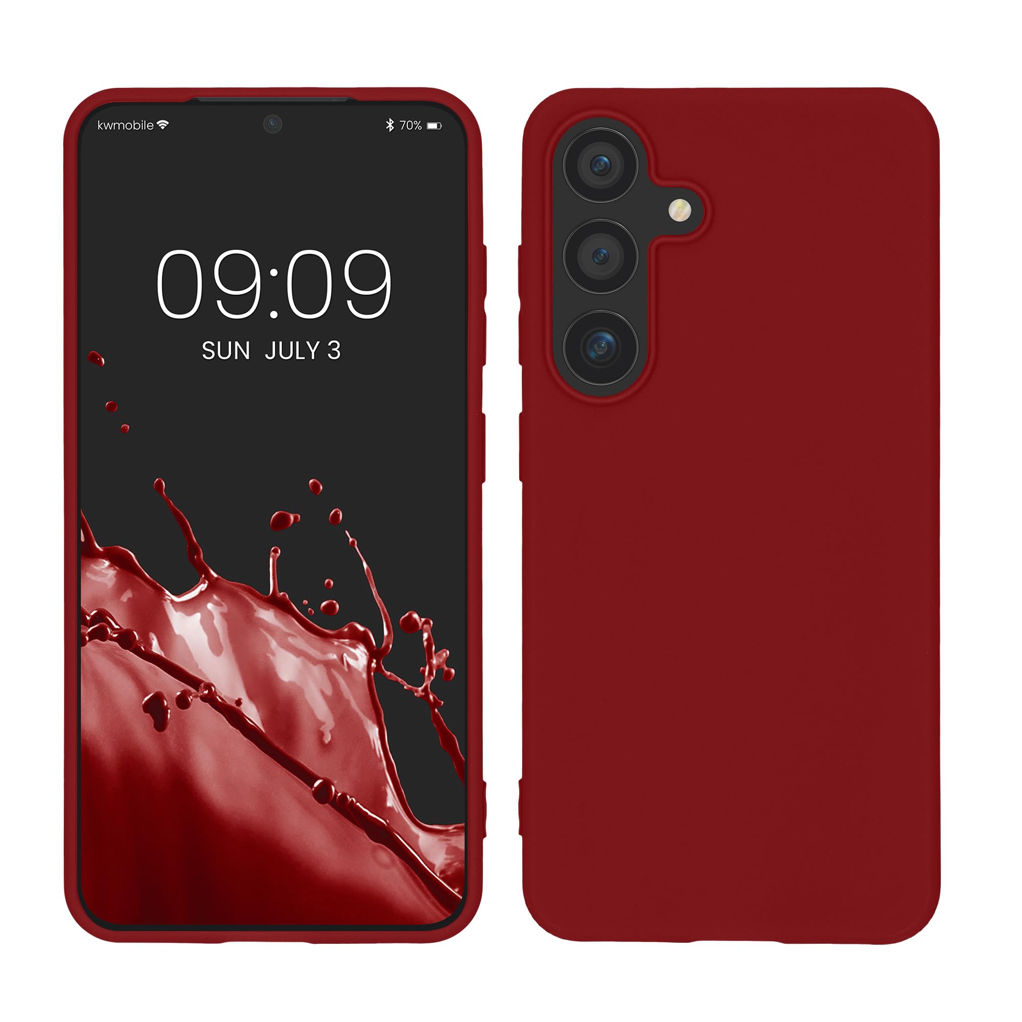 kwmobile Case Compatible with Samsung Galaxy S25 Case - Soft Slim Protective TPU Silicone Cover - Rhubarb Red