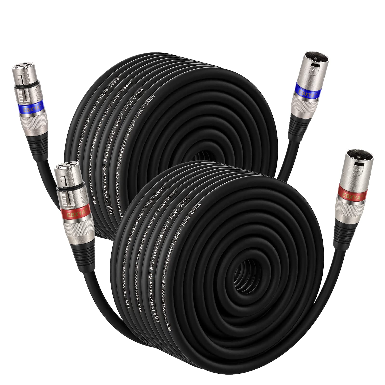 Ebxya Xlr Cables 100Ft 2 Pack   Mic Cables Balanced Dmx Cable Male To Female Suitable For Microphones, Radio Station, Stage Ligh