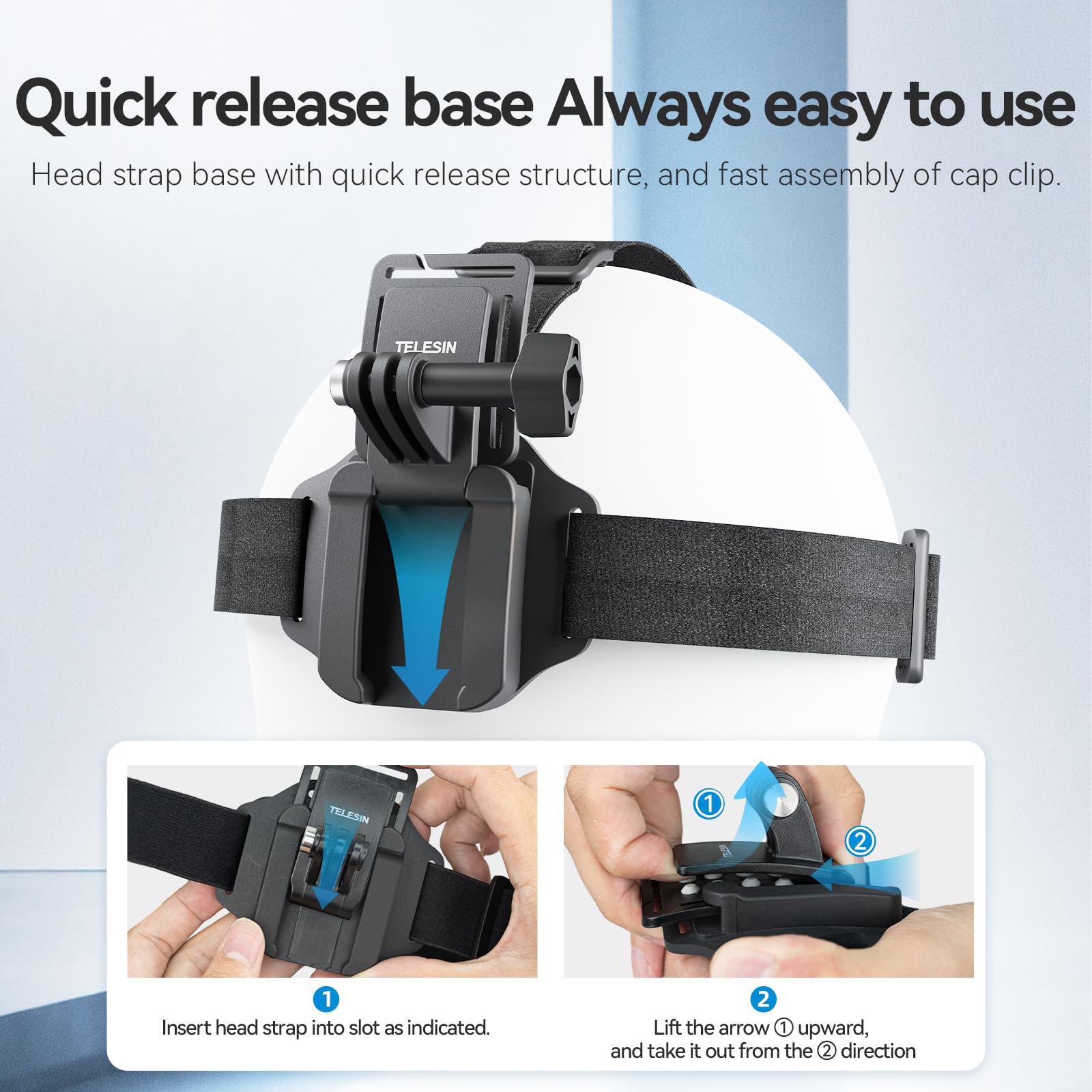 Telesin� Head Strap Cap Clip Mount With Phone Clip Vertical Mount Kit, 2 In 1 Cellphone Pov Selfie Holder Head Mount For Go Pro Max Hero 13 Insta360 Dji Action Iphone Android, Video, Vlog