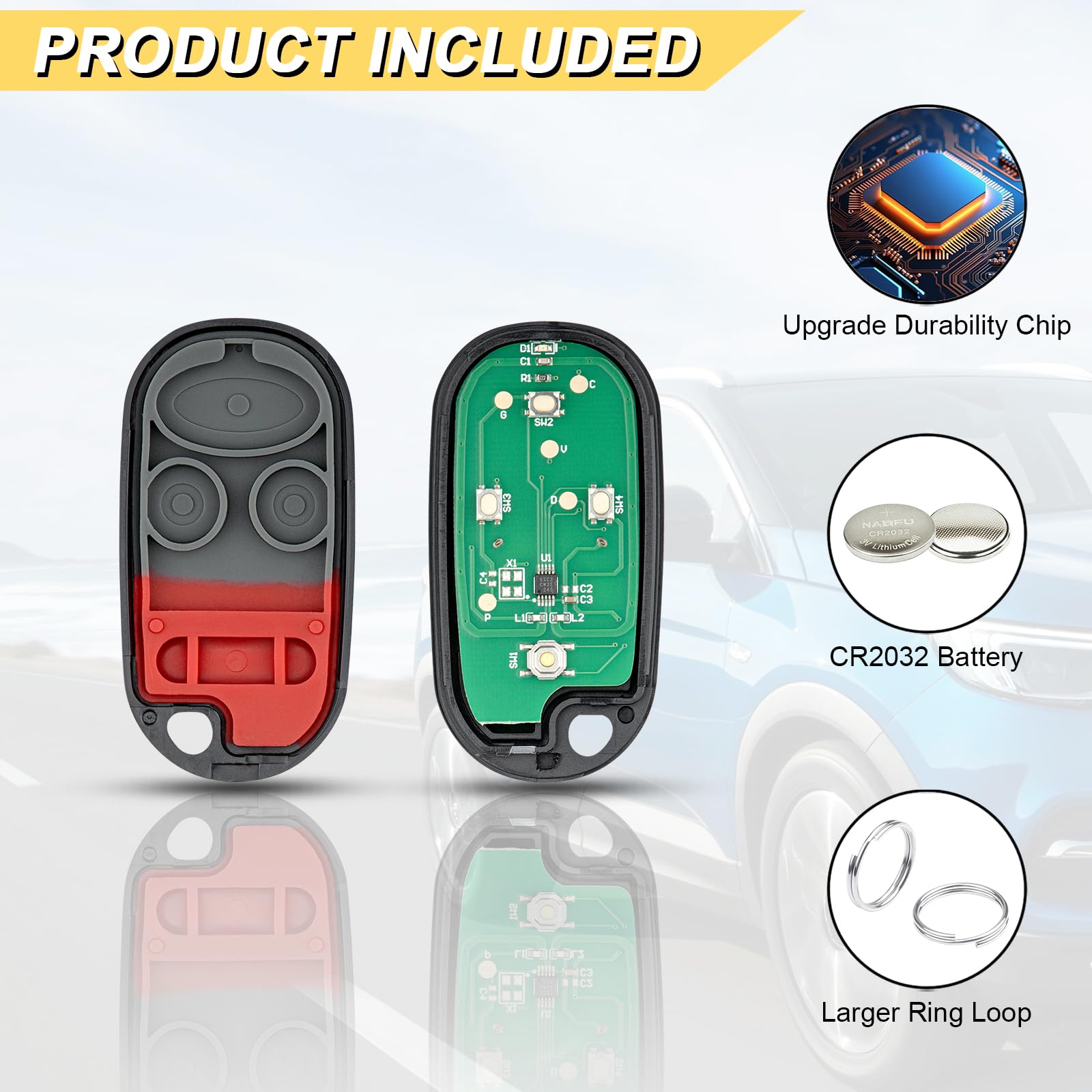 Vurkcy Key Fob Replacement For 1998-2002 Honda Accord/ 1999-2003 Acura Tl Car Keyless Entry Remote Control, Kobutah2T, 4 Buttons