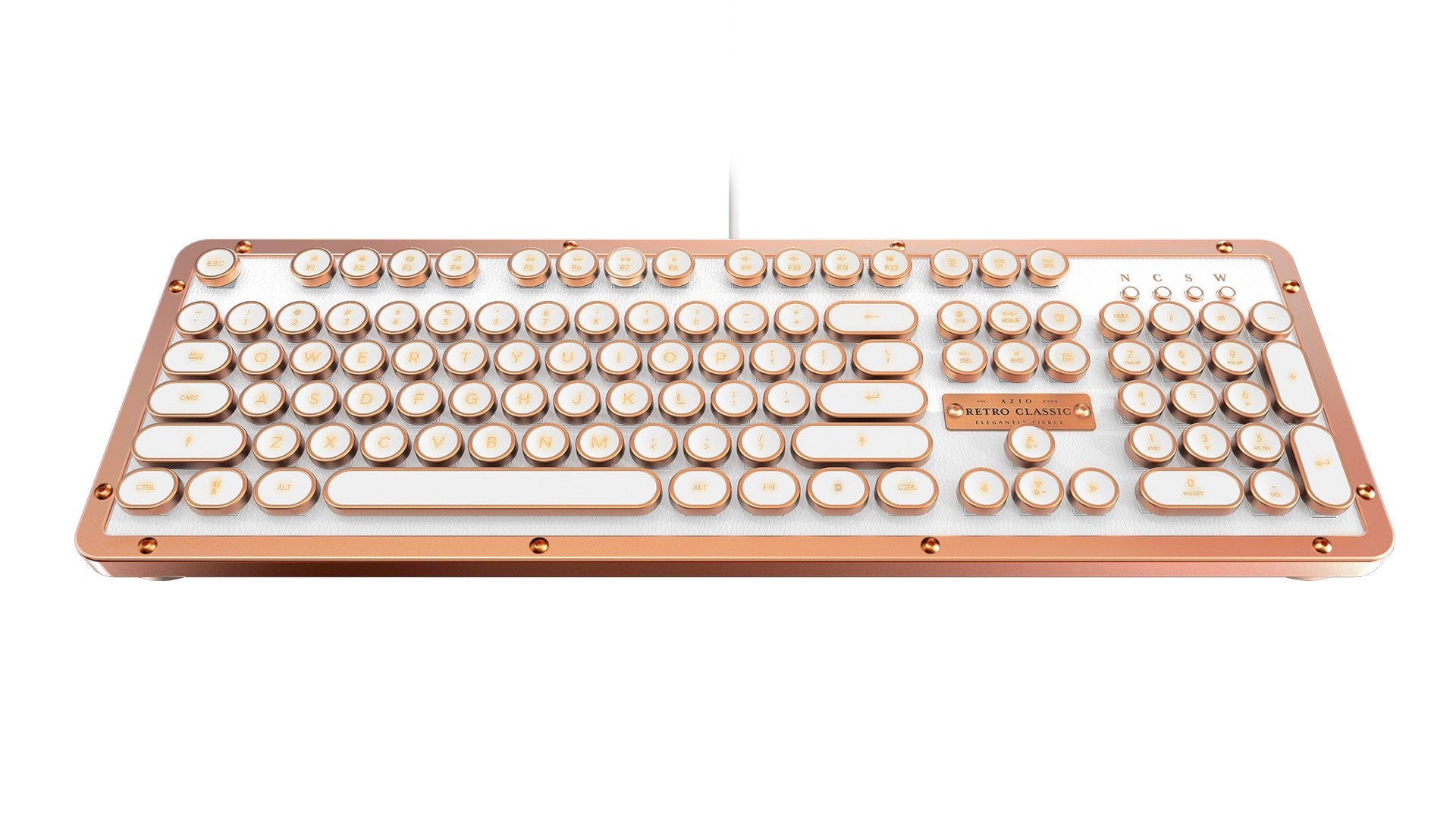 Azio Retro Classic Usb (Posh)   Usb Wired Leather Vintage Backlit Mechanical Keyboard For Pc/Mac (Mk Retro L 02 Us)