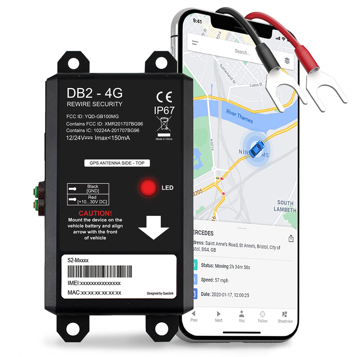 Gps Tracker For Vehicles - Db2 Hard-Wired Tracking Device, Optimal For Personal And Business Use, 24/7 Real-Time Location Monito