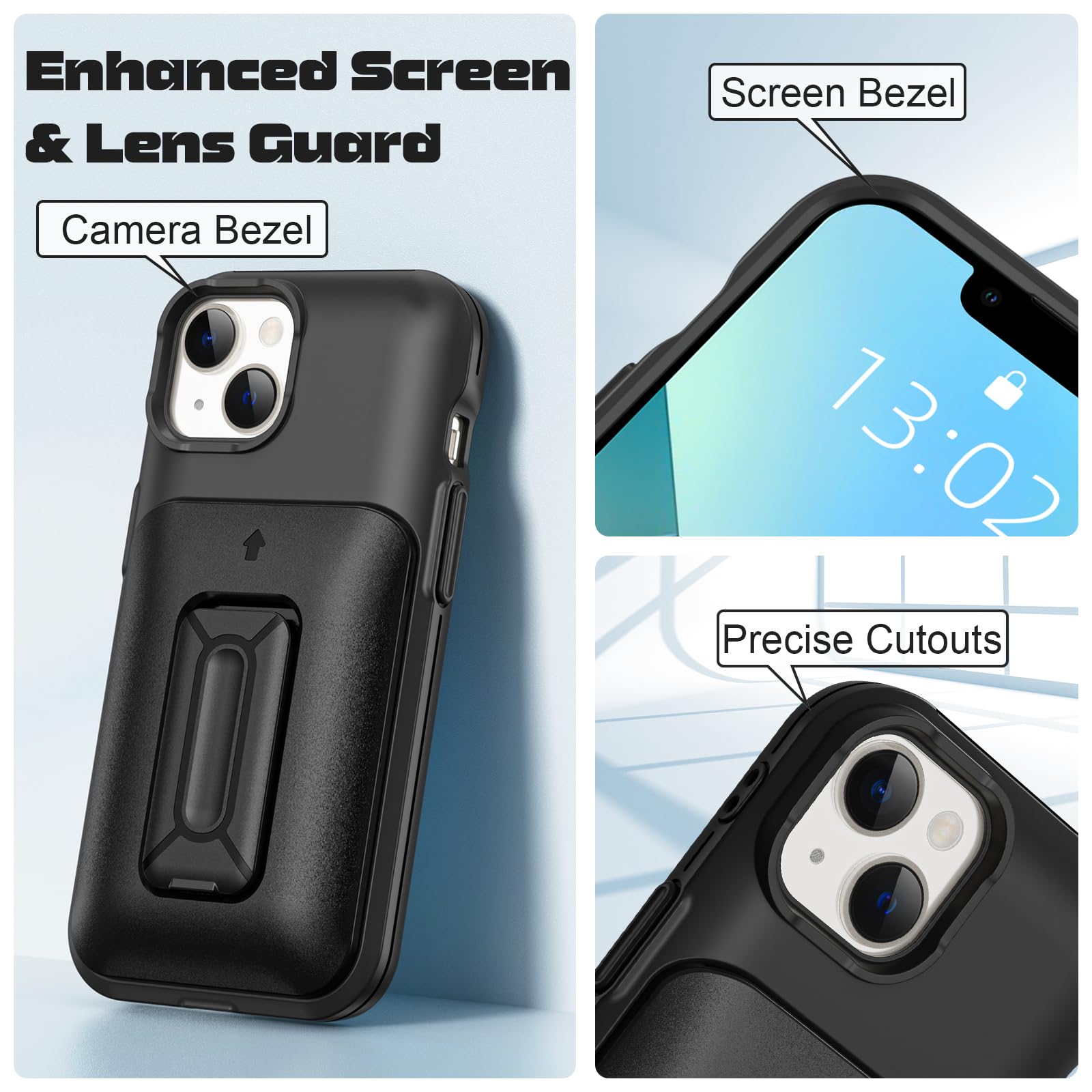 Samonpow For Iphone 13 Case / 14 Case Wallet With Card Holder [3 Cards] & Stand Heavy Duty Protective Shockproof Hidden Card Slo