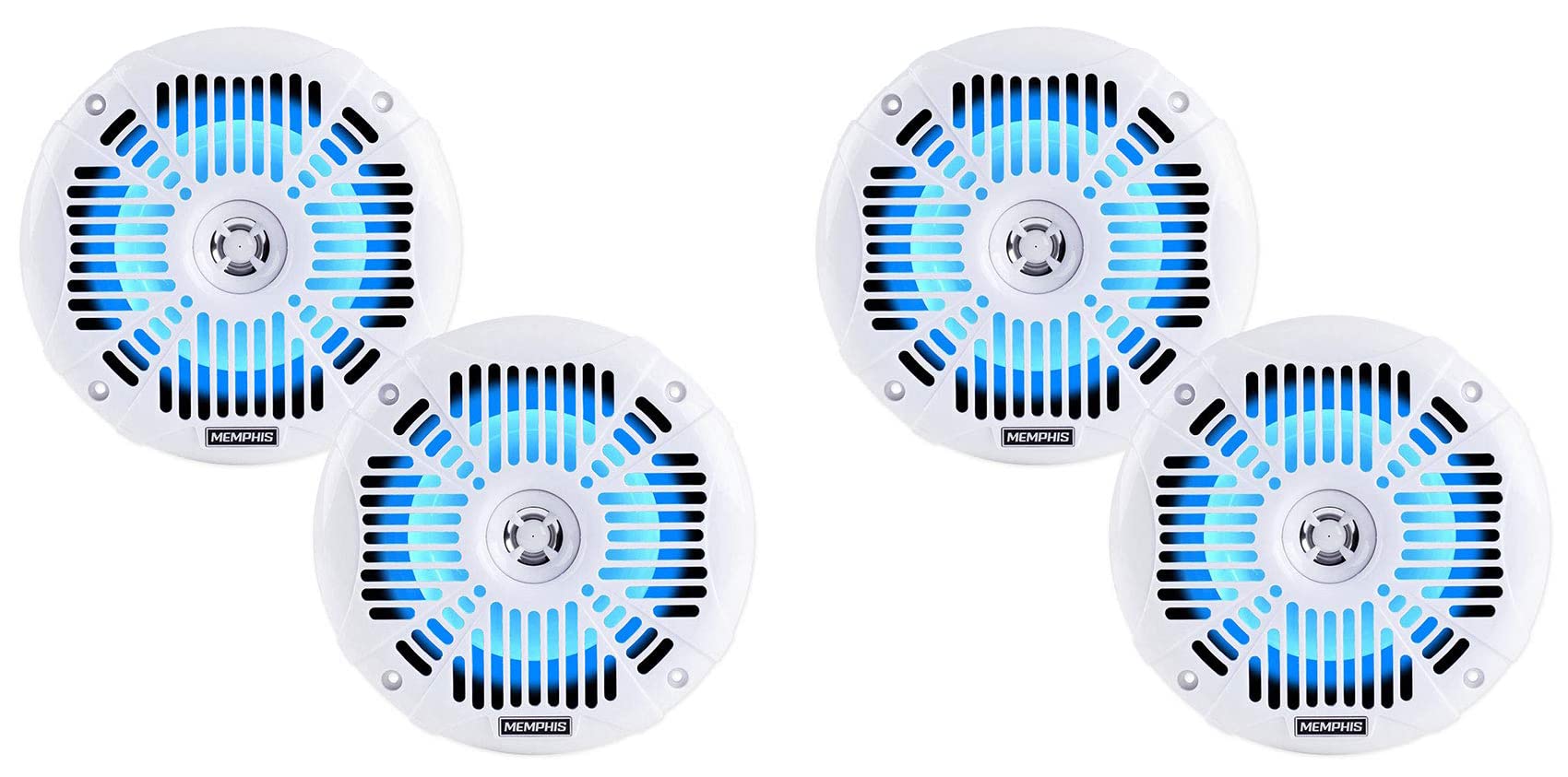 Memphis (4) Audio MXA602SLW 80 Watt 6.5 White Marine LED Speakers for Boat