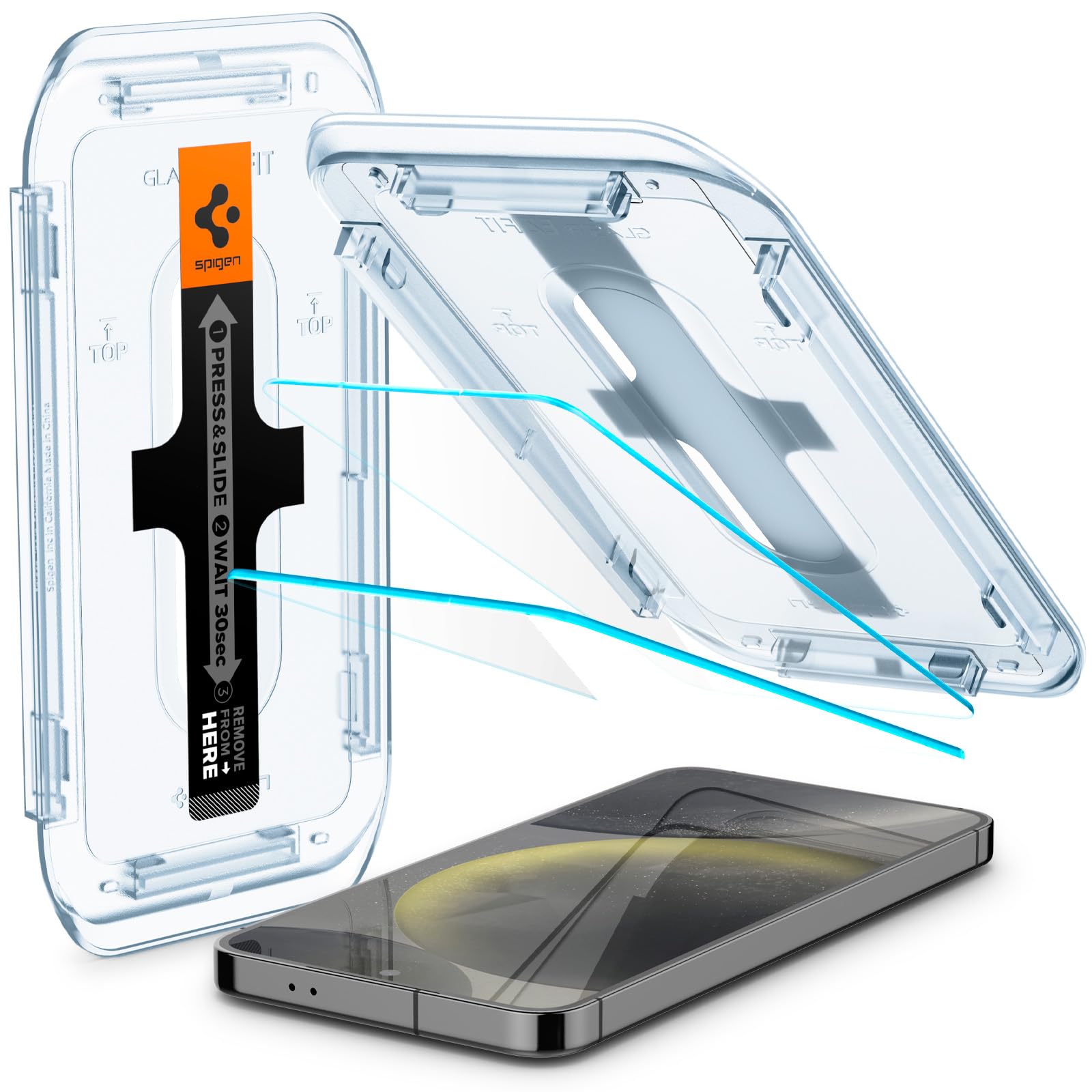 Spigen Tempered Glass Screen Protector [Glastr Ez Fit] Designed For Galaxy S24 [Case Friendly]   2 Pack