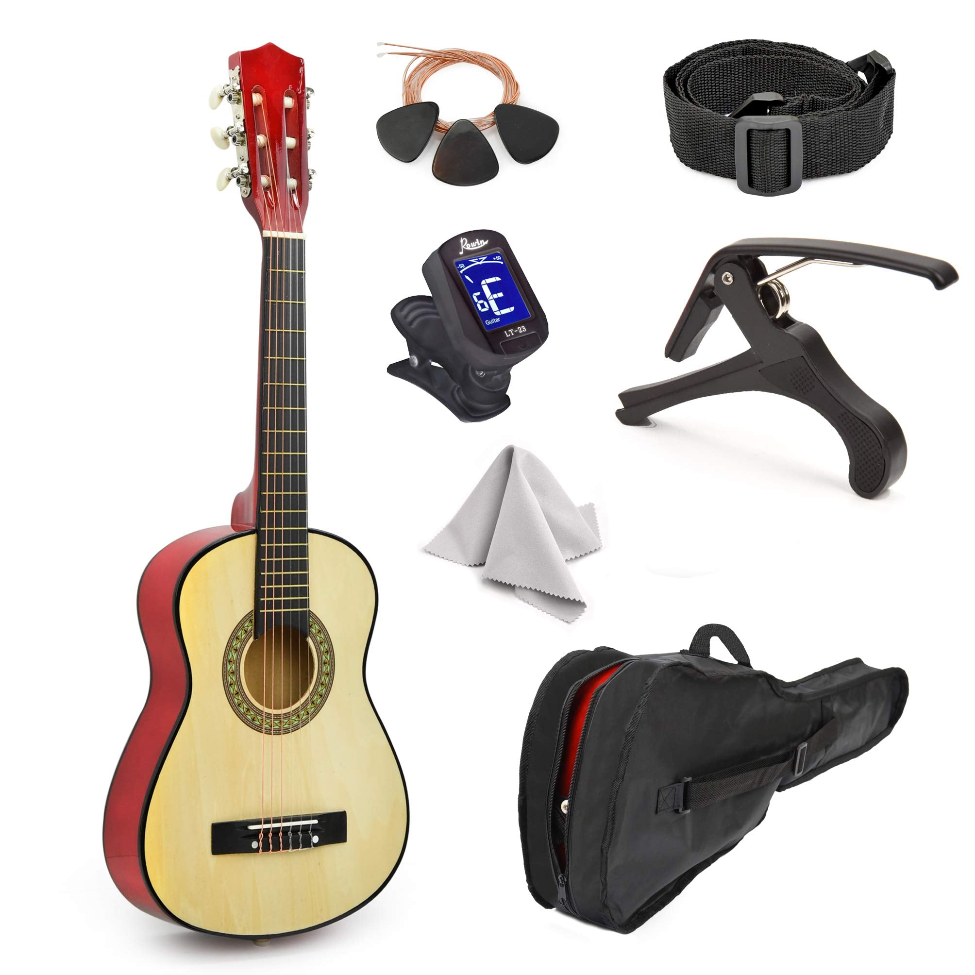 30'' Wood Guitar With Case And Accessories For Kids/Girls/Boys/Beginners (Natural)