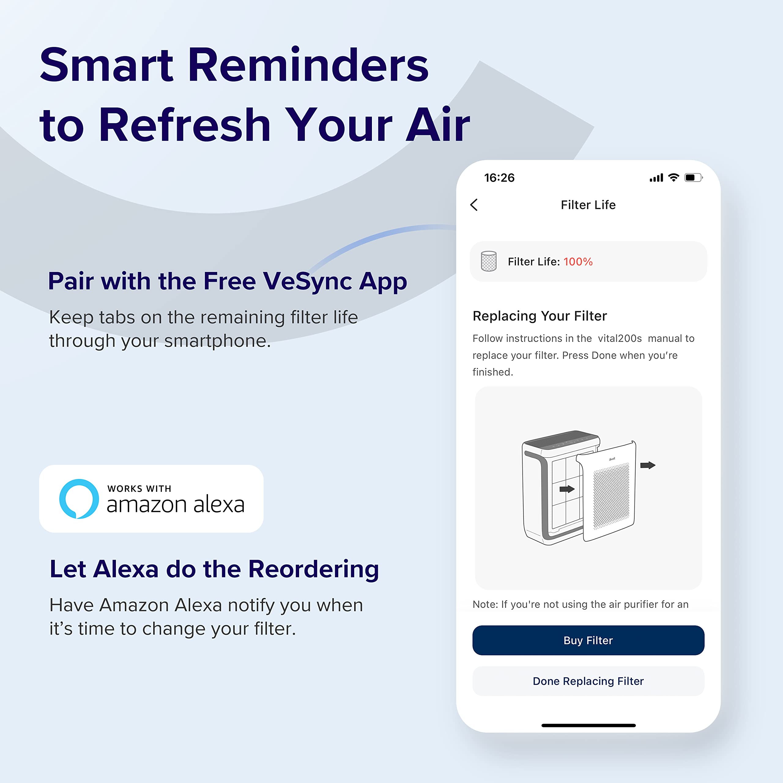 Levoit Vital 200S Toxin Absorber Air Purifier Replacement, 3 In 1 Hepa, High Efficiency Activated Carbon Filter, Vital 200S Rf T