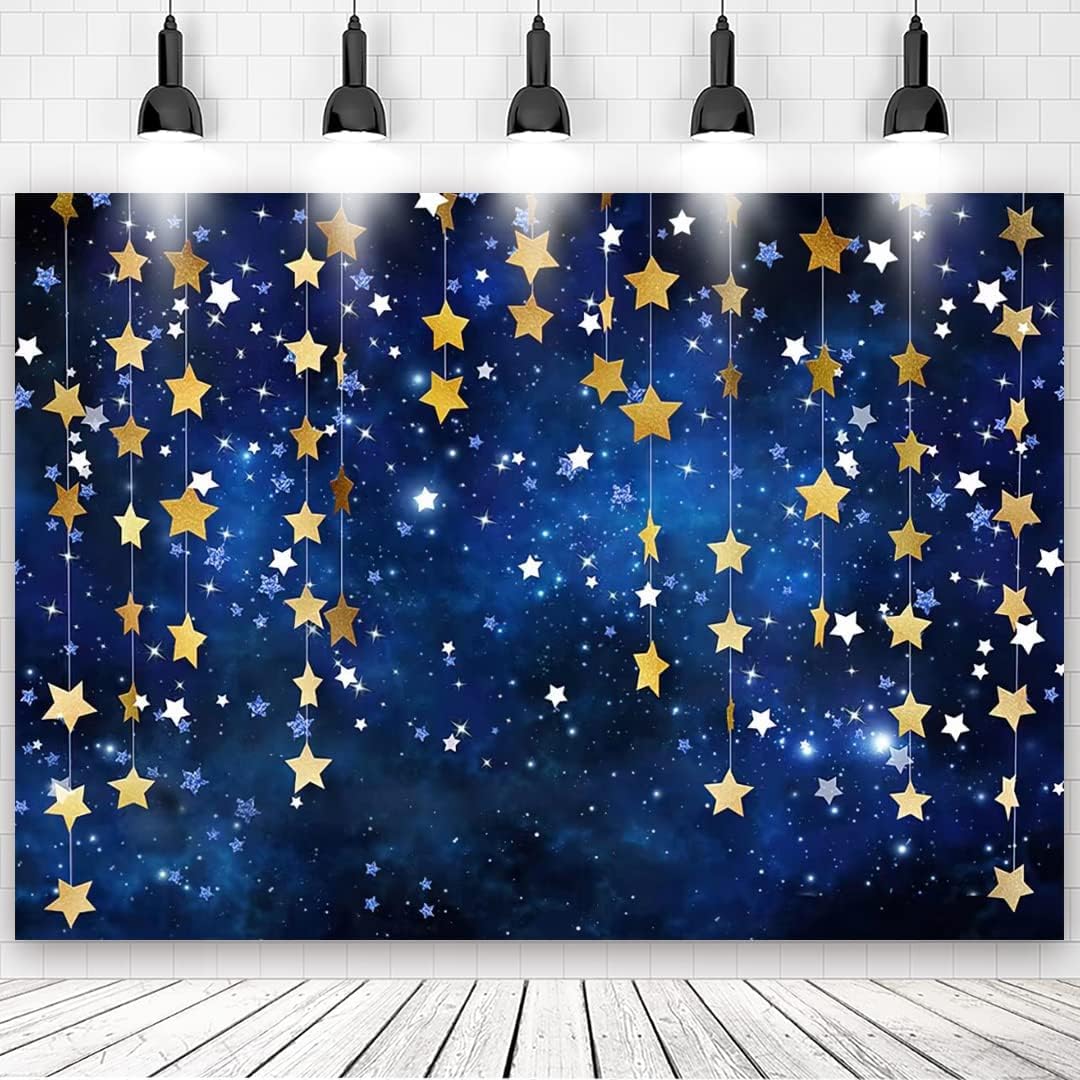 Twinkle Twinkle Littler Star Backdrops Navy Blue Galaxy Starry Sky Gold Glitter Little Star Photography Background Adults Kids B