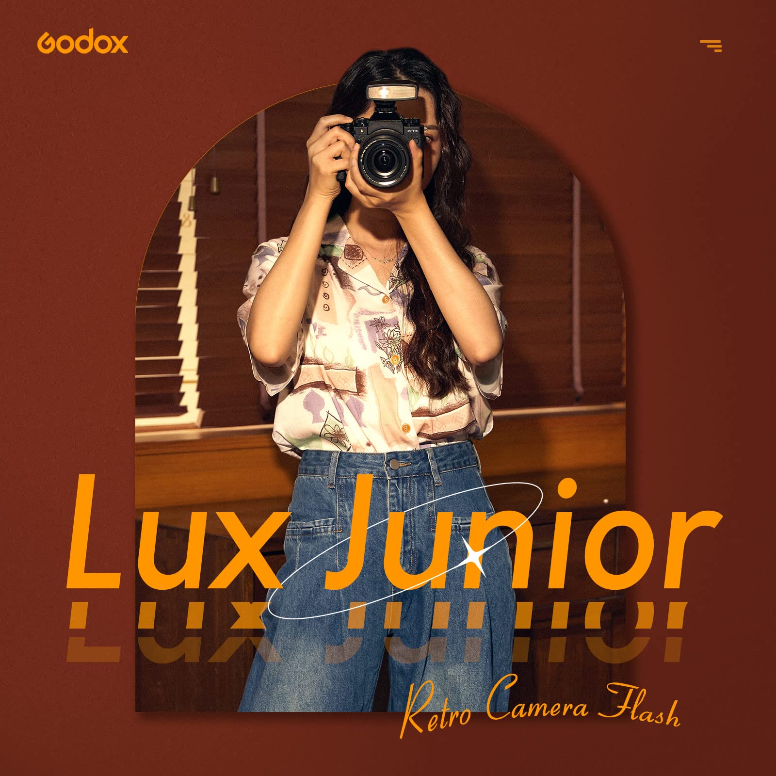 Godox Lux Junior Retro Camera Flash,Gn12 6000K200K Cct,Auto & Manual Modes 1/1-1/64 Flash Power,28Mm Focal Length,For Fujifilm,F